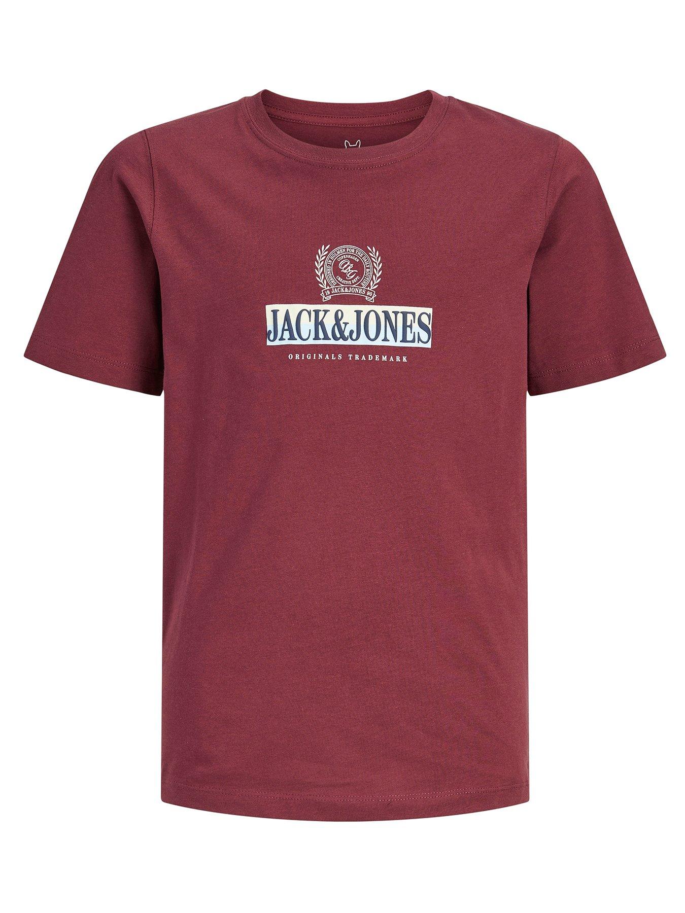 Jack & Jones Junior Boys Graphic Short Sleeve Tshirt - Red in Chocolate Truffle