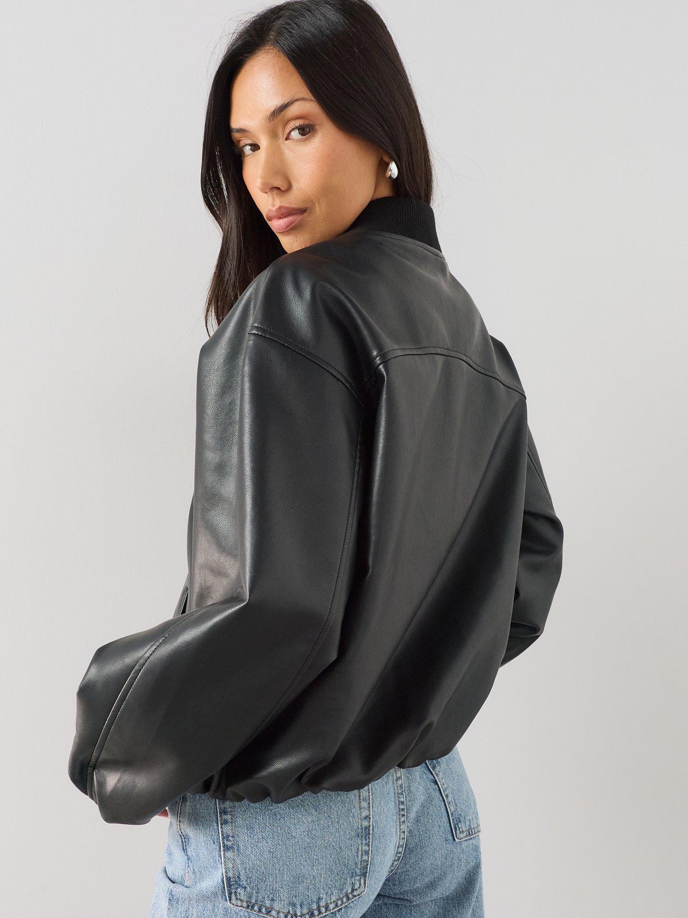 Image 2 of 7 of The Very Collection Classic Pu Bomber Jacket - Black