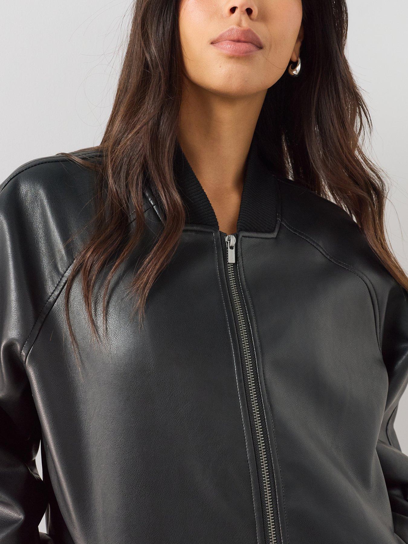 Image 4 of 7 of The Very Collection Classic Pu Bomber Jacket - Black