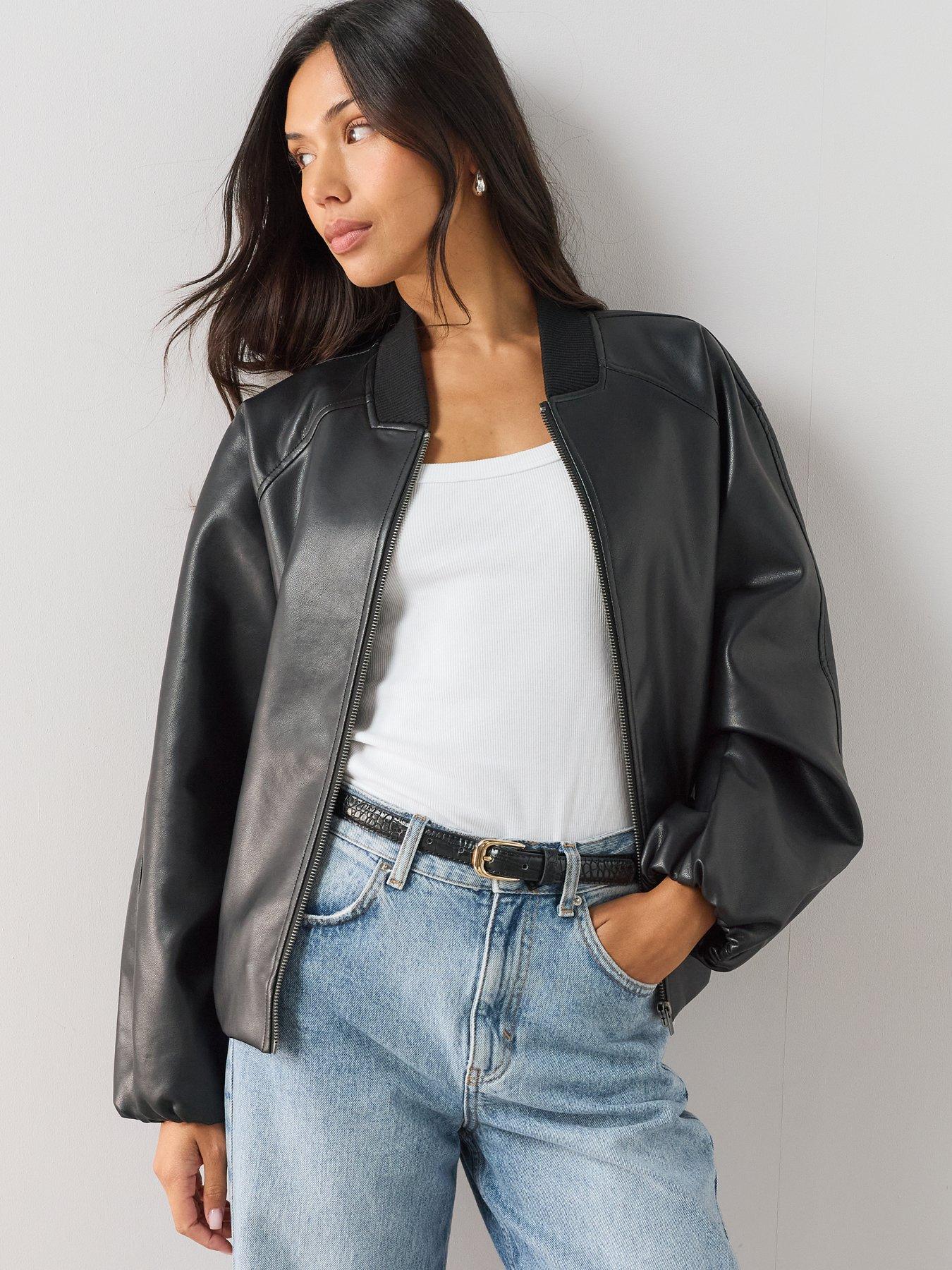 Image 5 of 7 of The Very Collection Classic Pu Bomber Jacket - Black