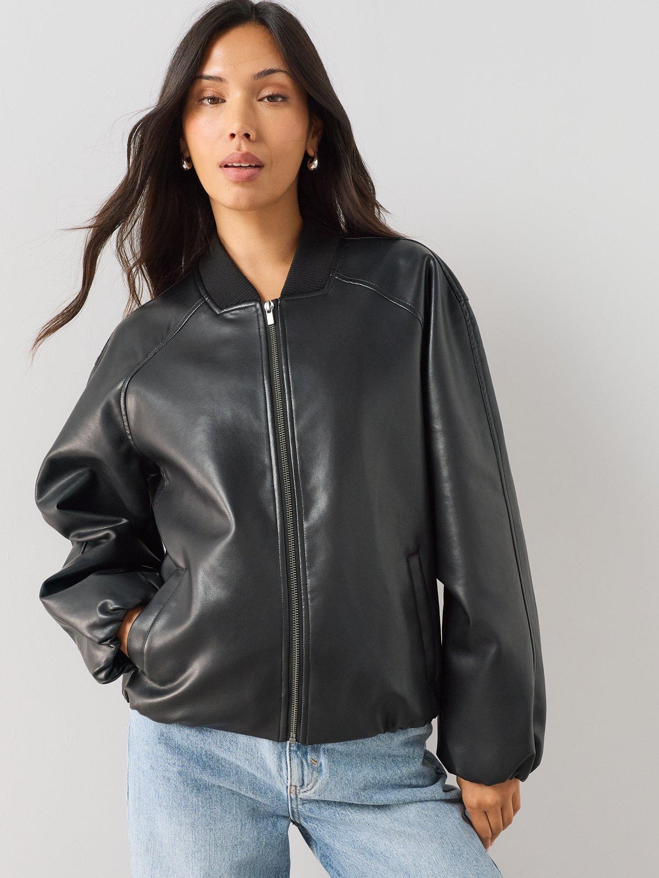 Image 6 of 7 of The Very Collection Classic Pu Bomber Jacket - Black