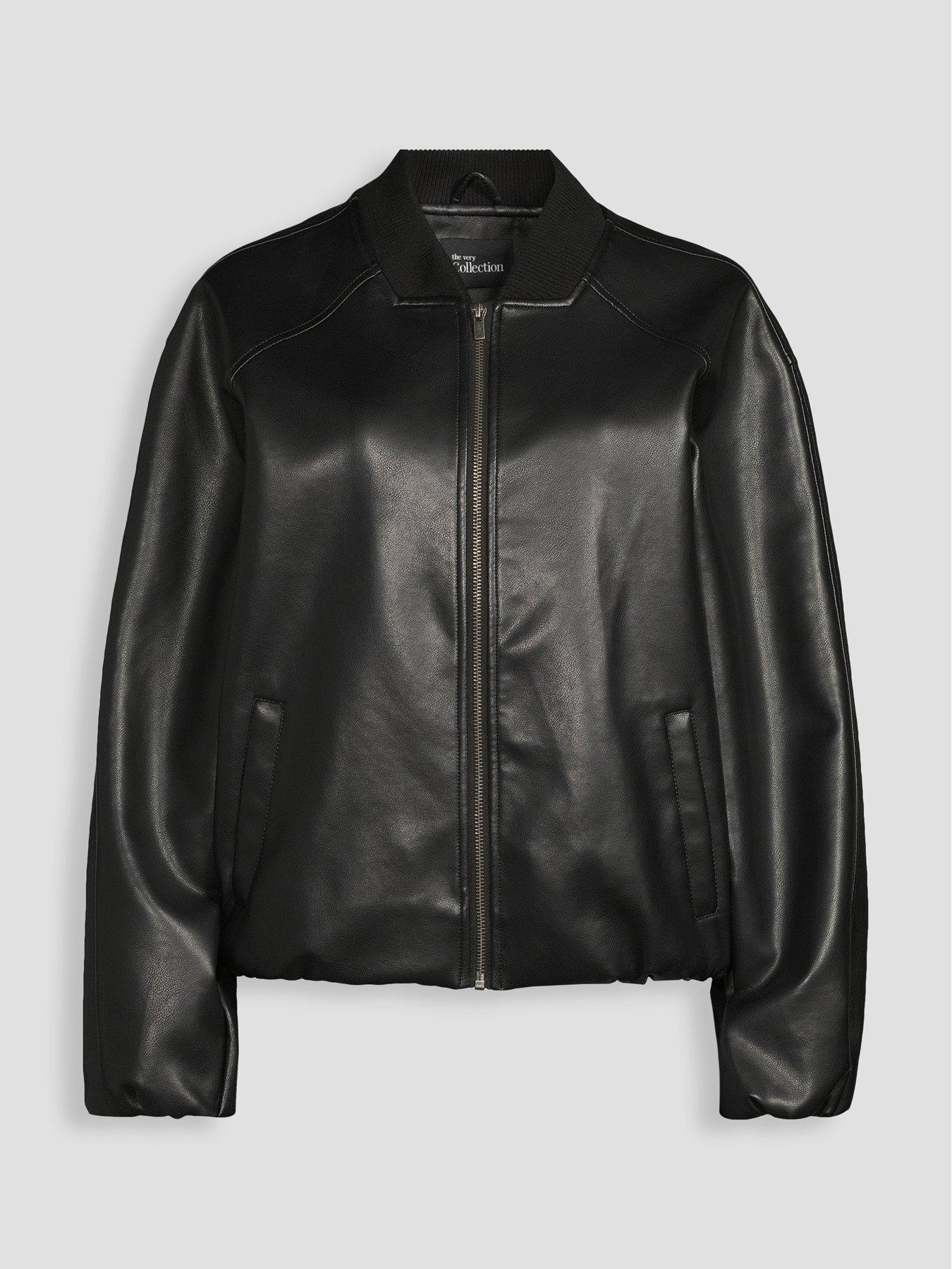Image 7 of 7 of The Very Collection Classic Pu Bomber Jacket - Black