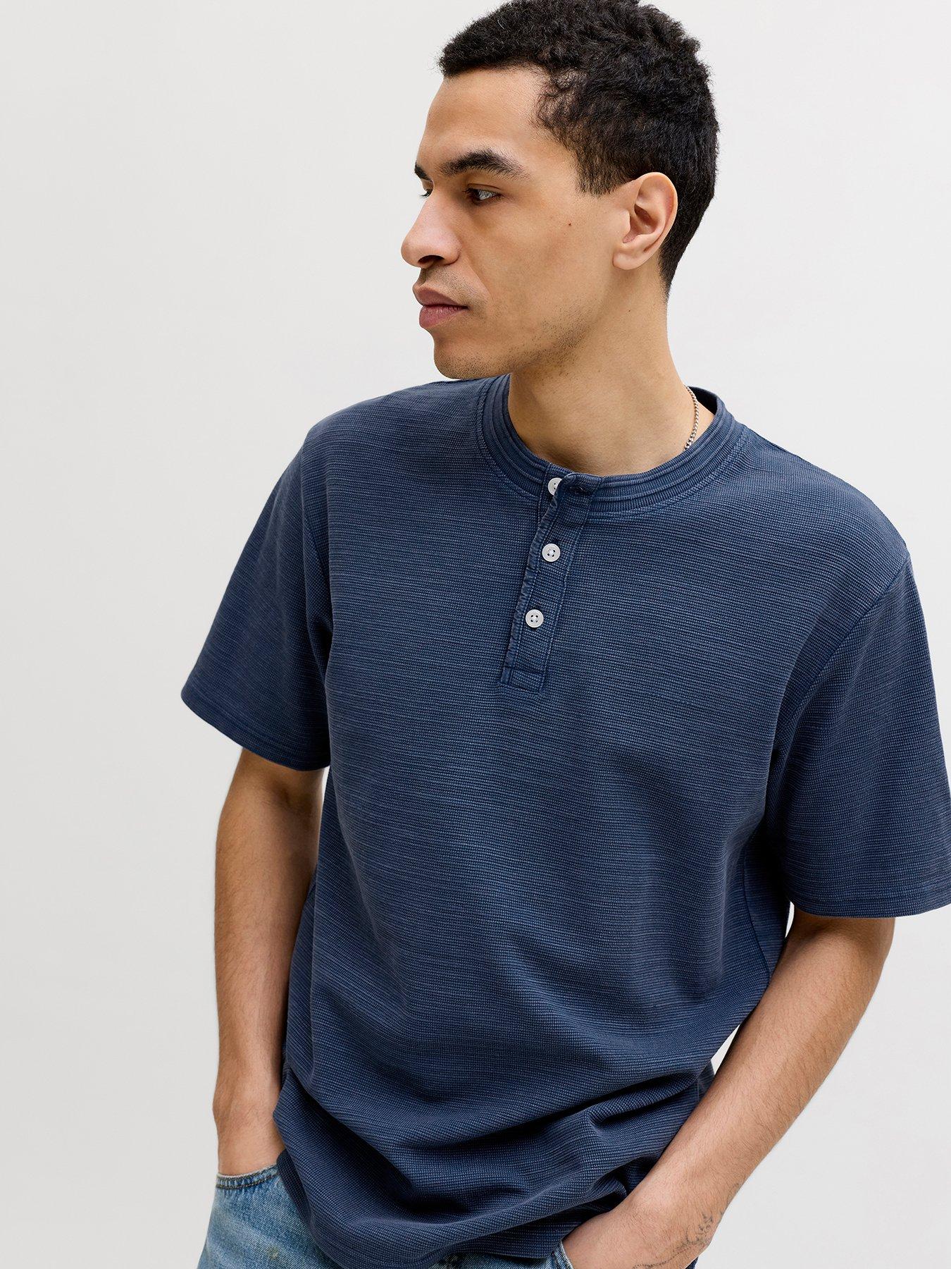 Jack & Jones Premium Blu Lucas Short Sleeve Henley T-Shirt - Blue