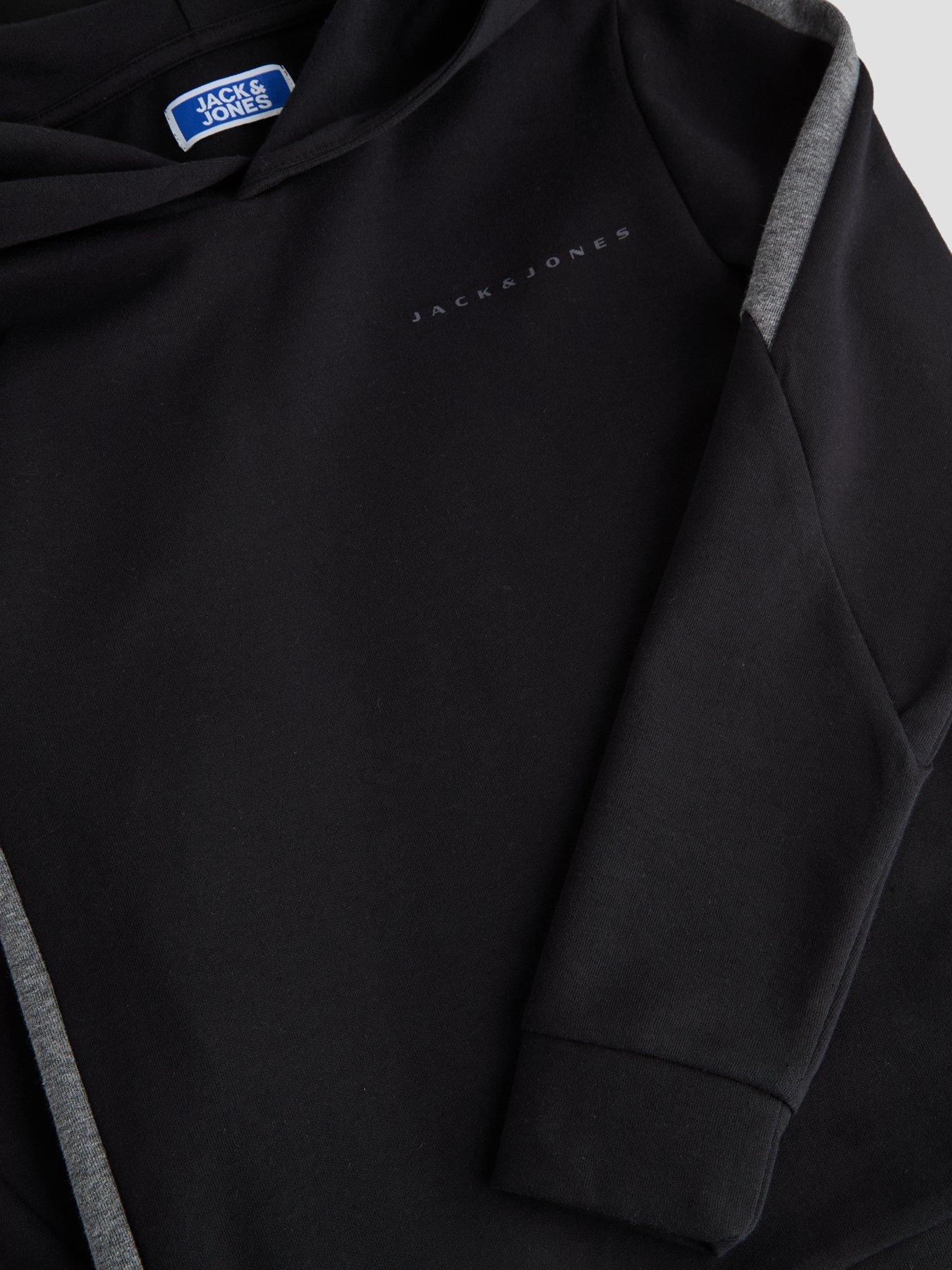 Image 3 of 4 of Jack & Jones Junior Boys Fusion Bolt Contrast Panel Hoodie &amp; Jogger Set - Black