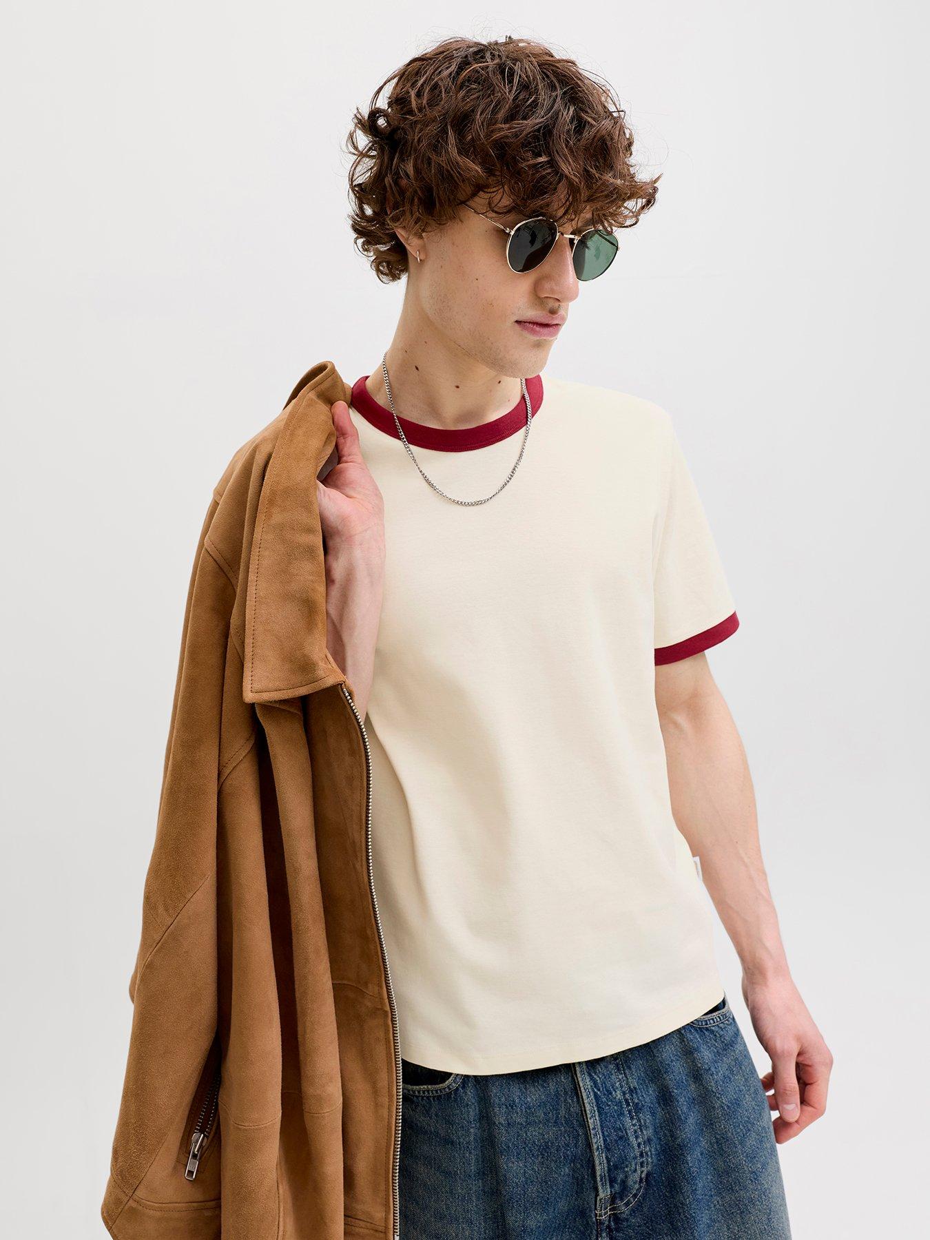 Jack & Jones Savona Ringer T-Shirt - Cream