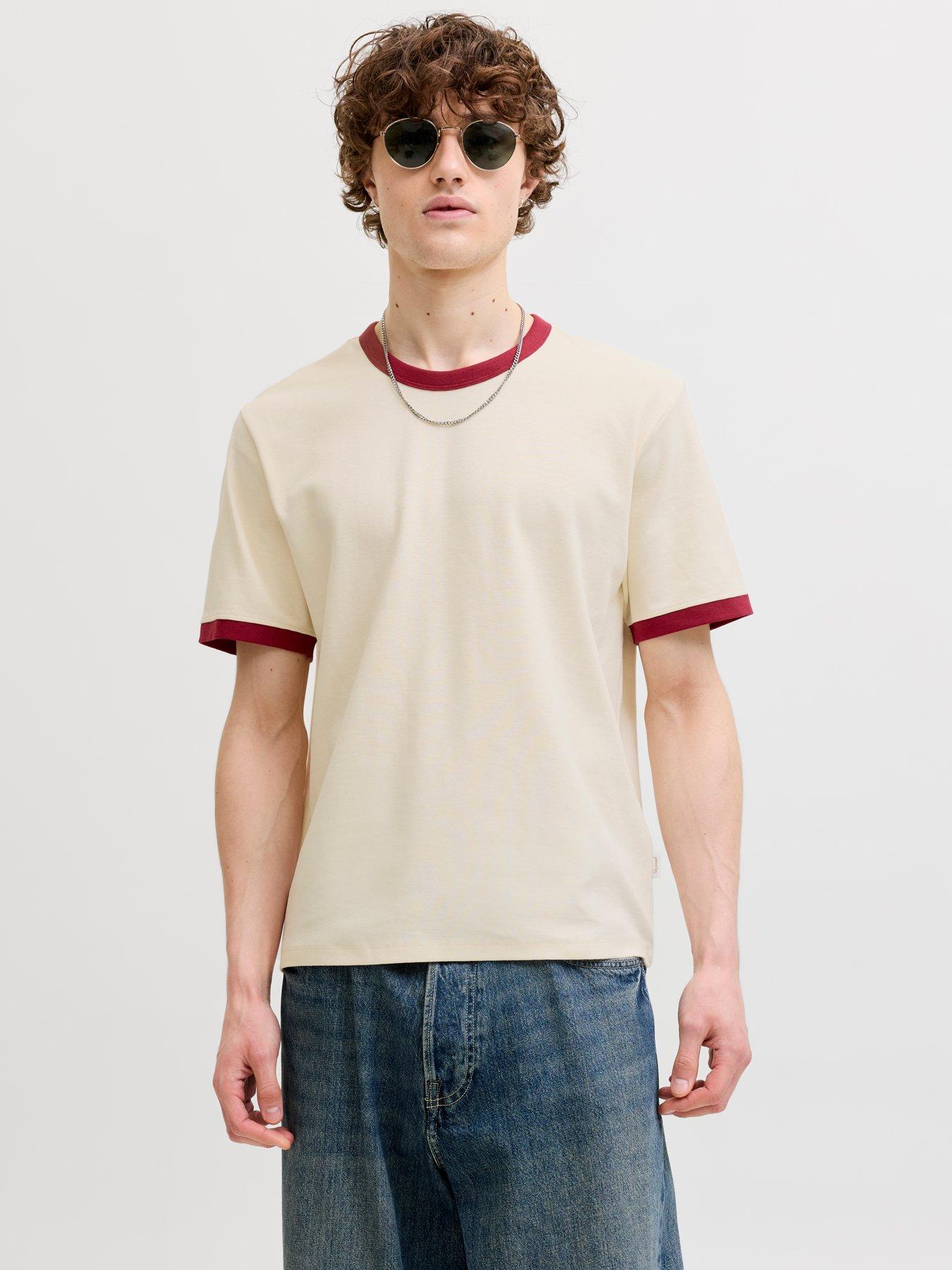 Image 2 of 6 of Jack & Jones Savona Ringer T-Shirt - Cream