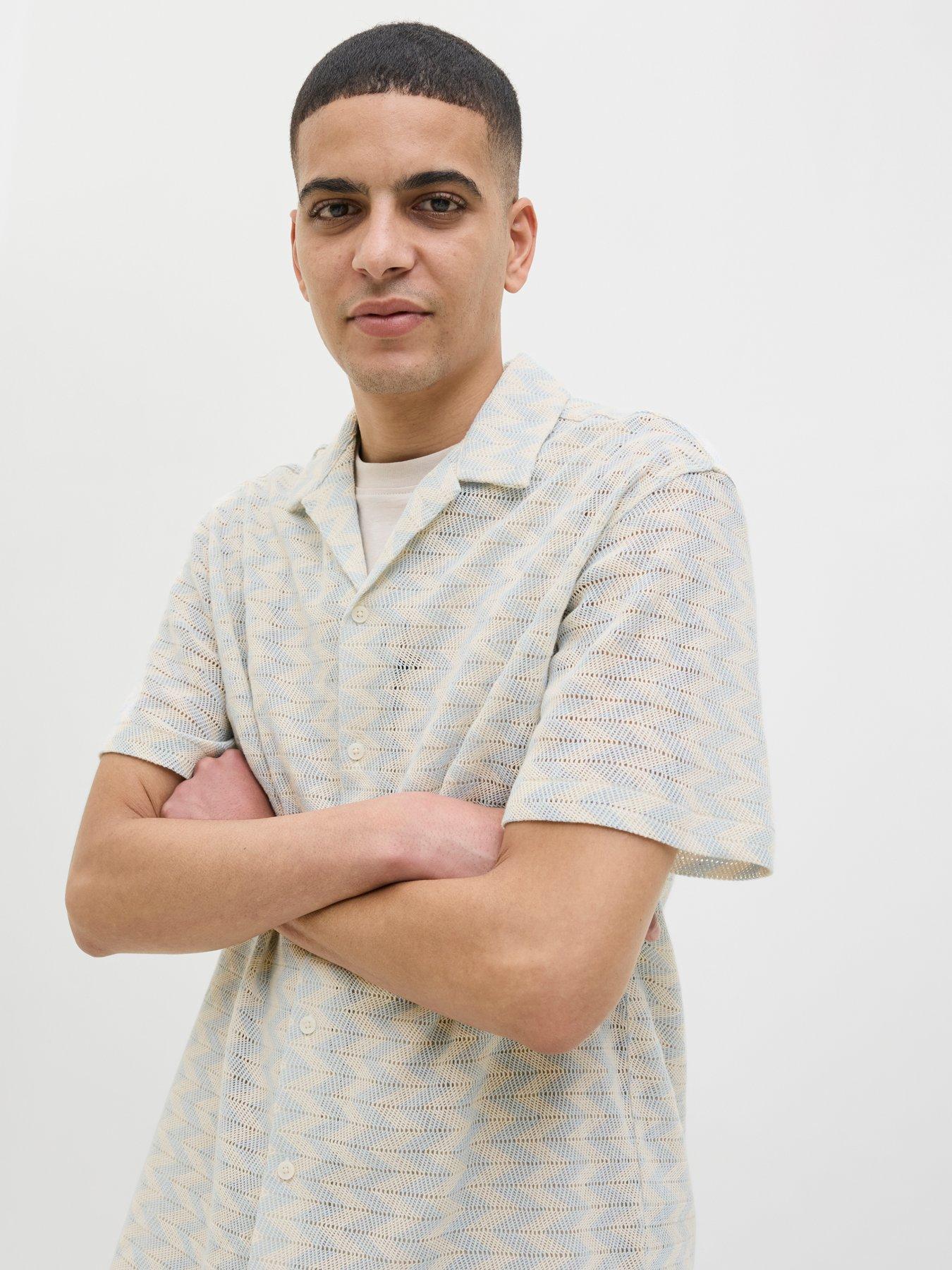 Image 2 of 7 of Jack & Jones Summer Luke Texture Resort Shirt - Light Blue