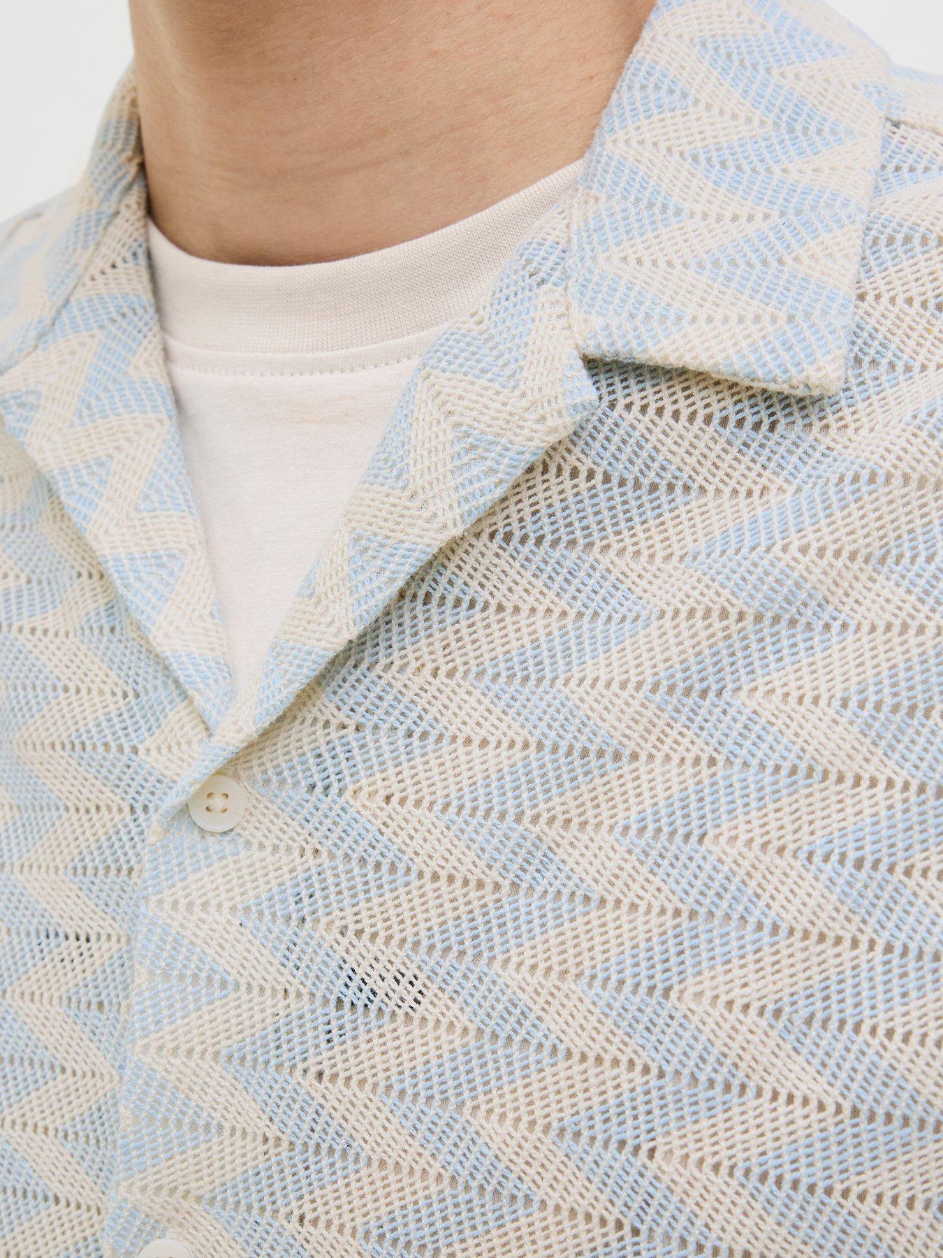 Image 5 of 7 of Jack & Jones Summer Luke Texture Resort Shirt - Light Blue