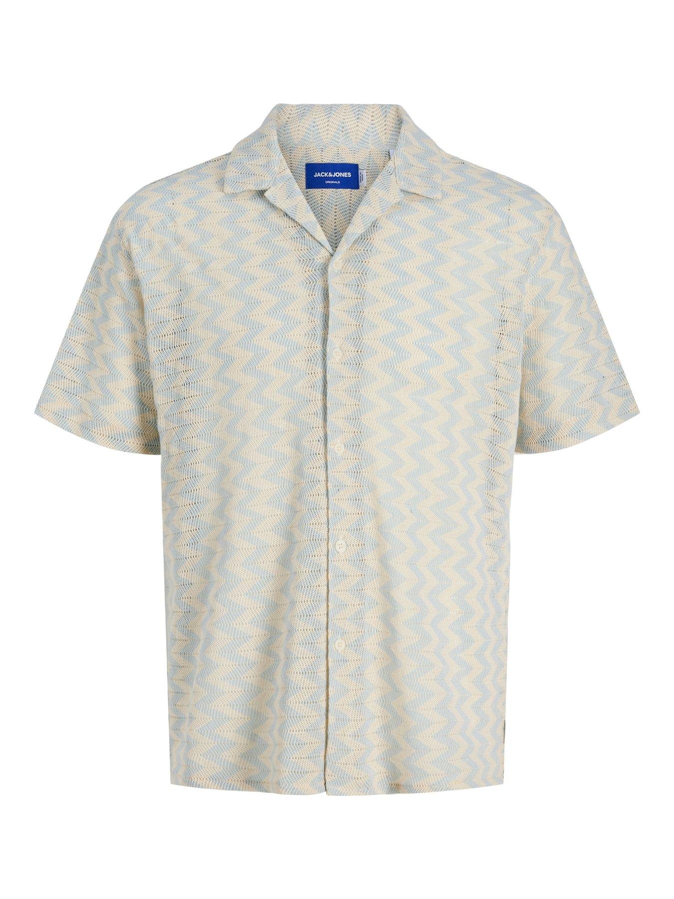 Image 7 of 7 of Jack & Jones Summer Luke Texture Resort Shirt - Light Blue