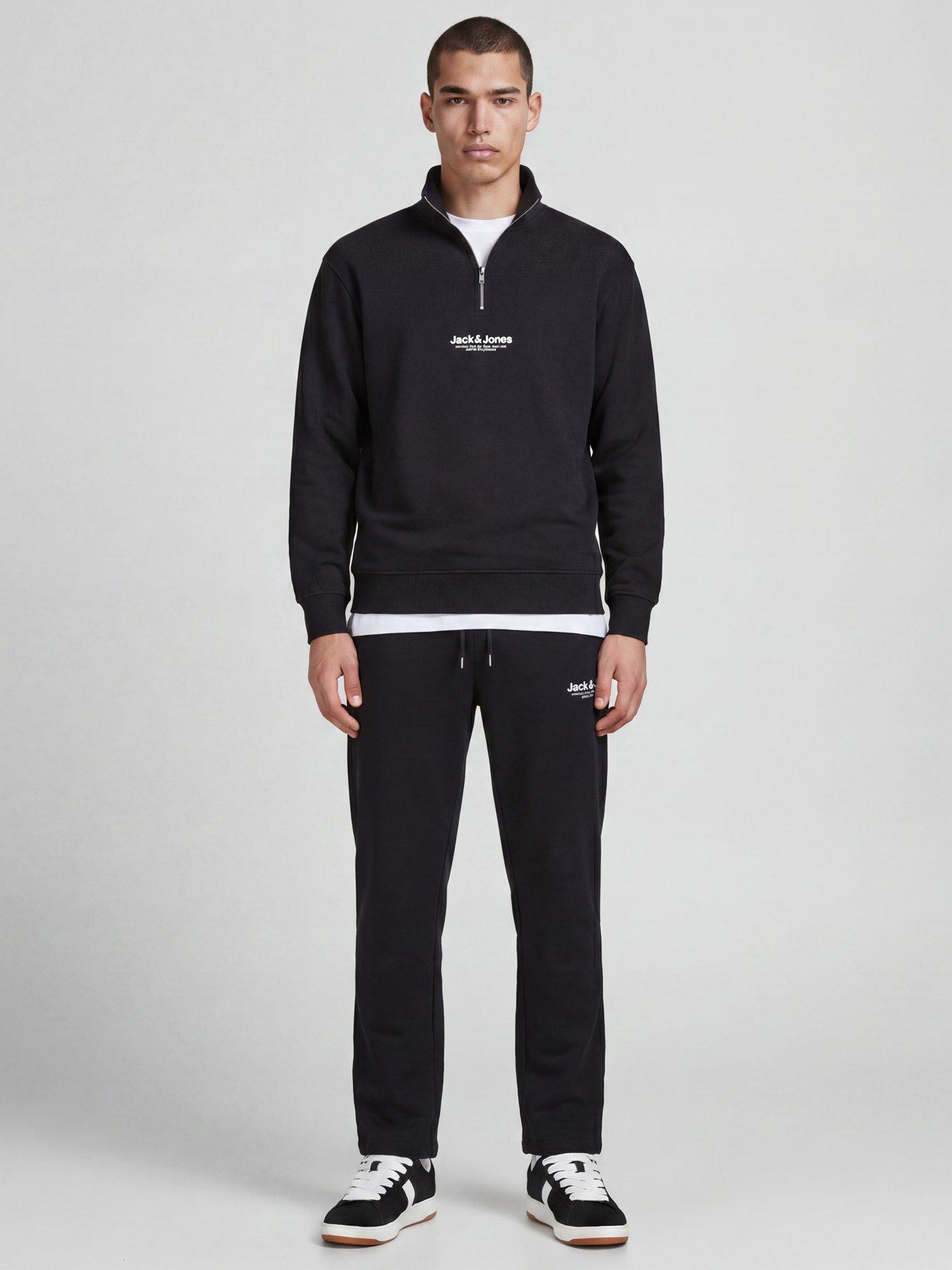 Image 1 of 3 of Jack & Jones Junior Boys Quarter Zip Sweat &amp; Jogger Set - Black