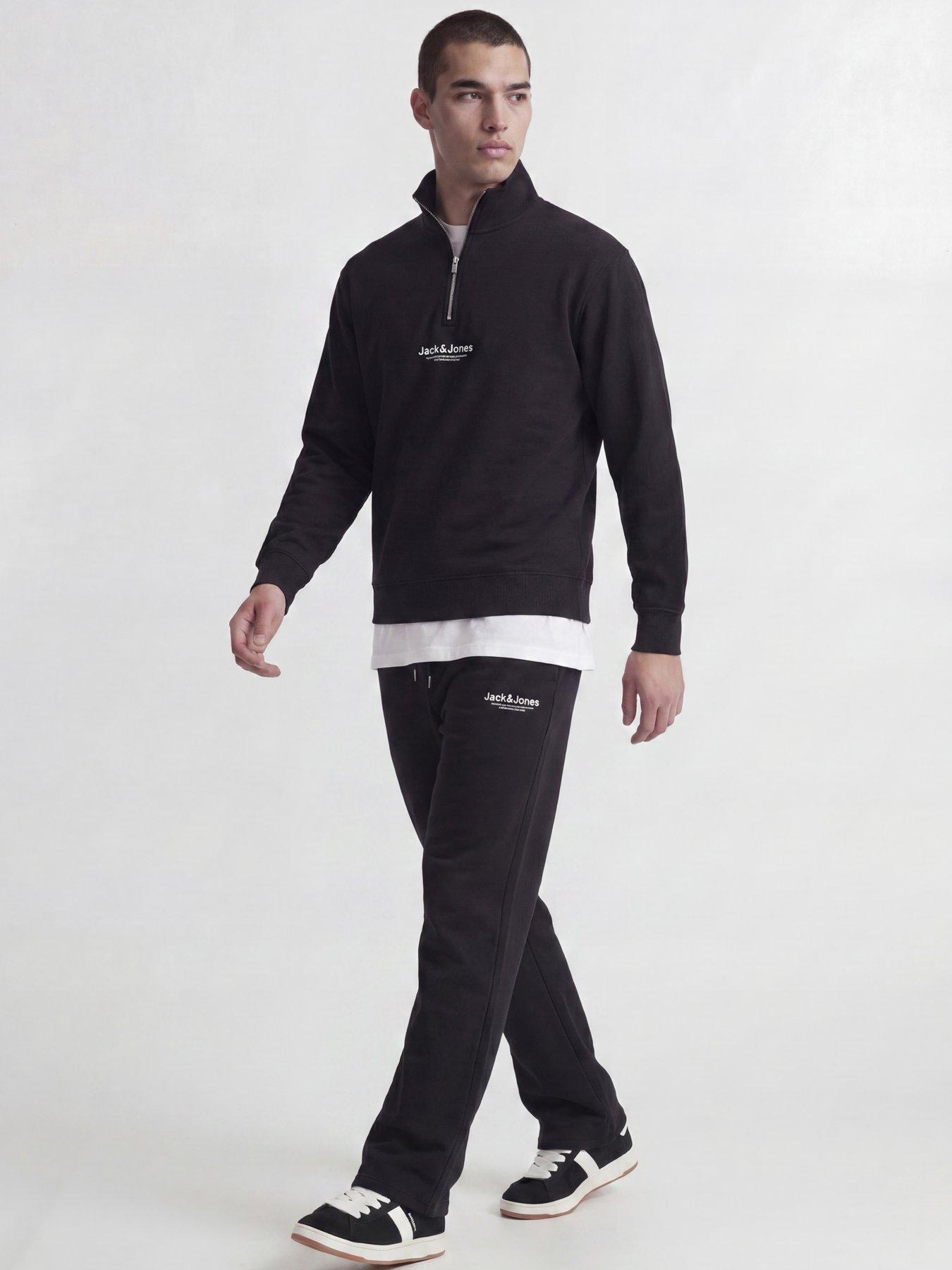 Image 3 of 3 of Jack & Jones Junior Boys Quarter Zip Sweat &amp; Jogger Set - Black