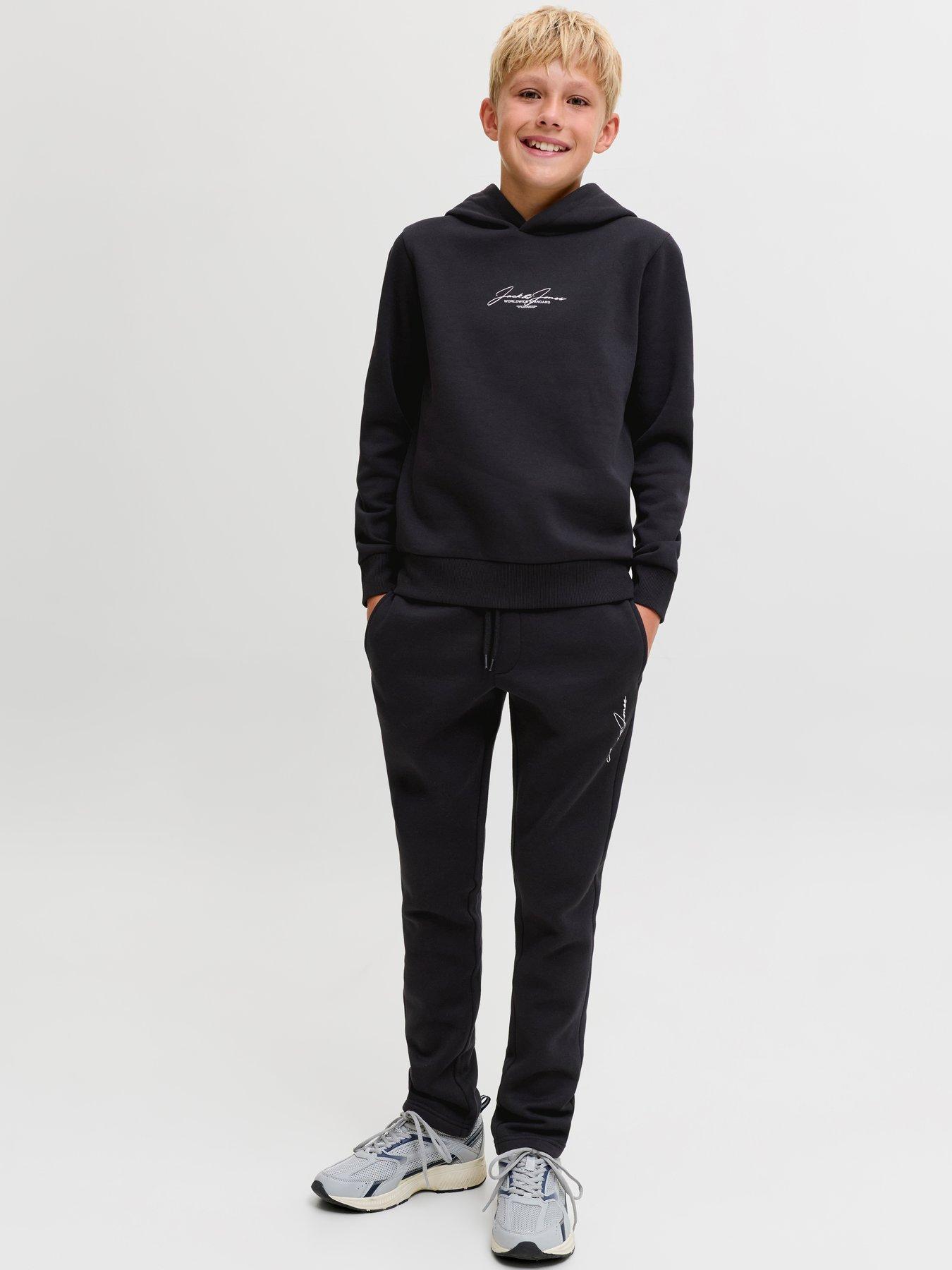 Image 1 of 6 of Jack & Jones Junior Boys Script Hoody &amp; Jogger Set - Grey
