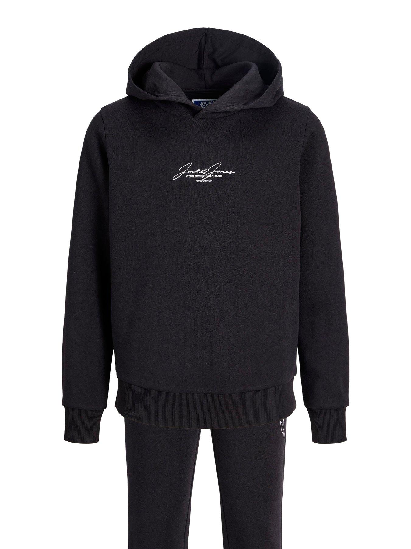 Image 6 of 6 of Jack & Jones Junior Boys Script Hoody &amp; Jogger Set - Grey