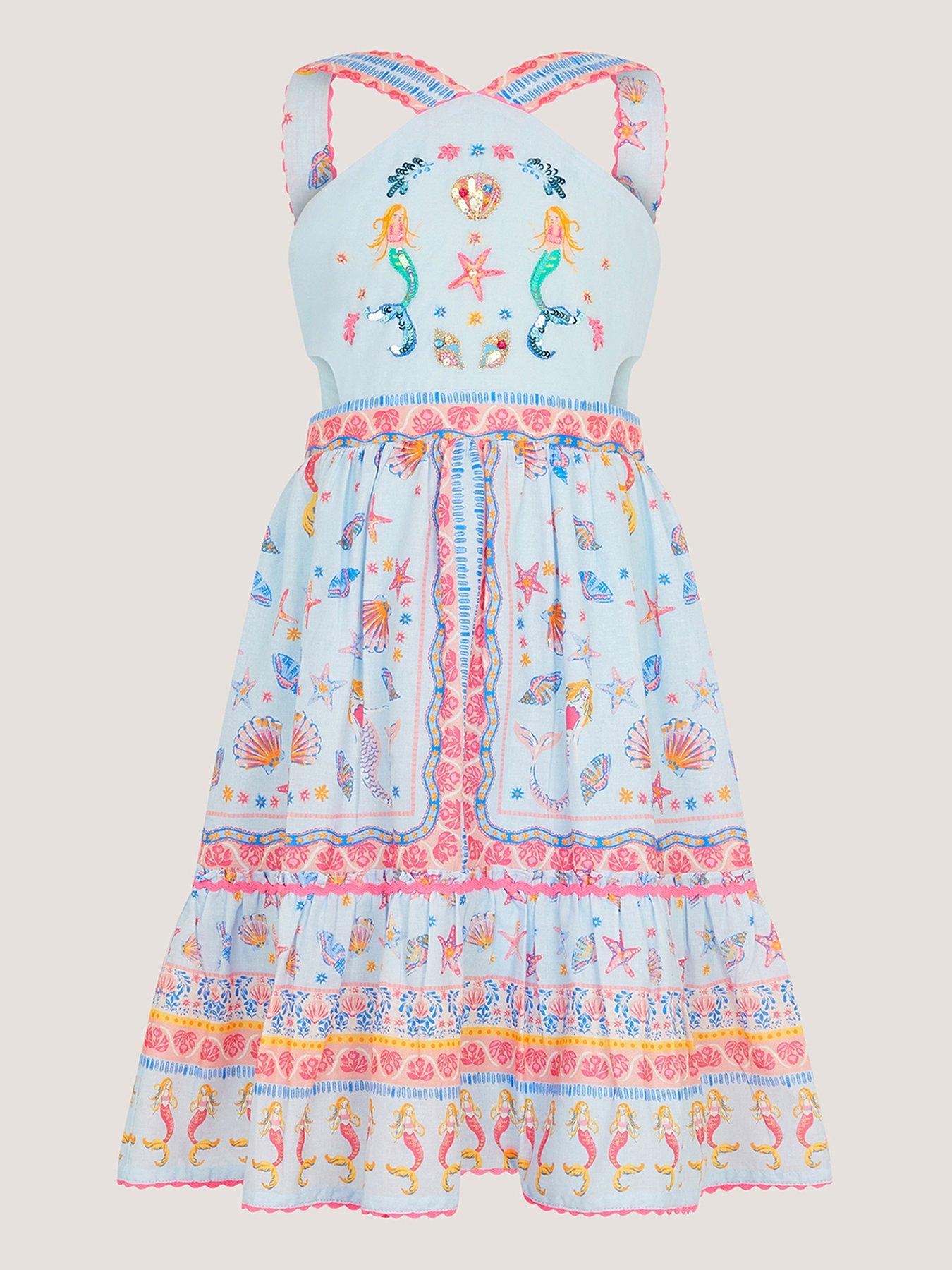 Monsoon Girls Mermaid Cut Halter Dress - Blue