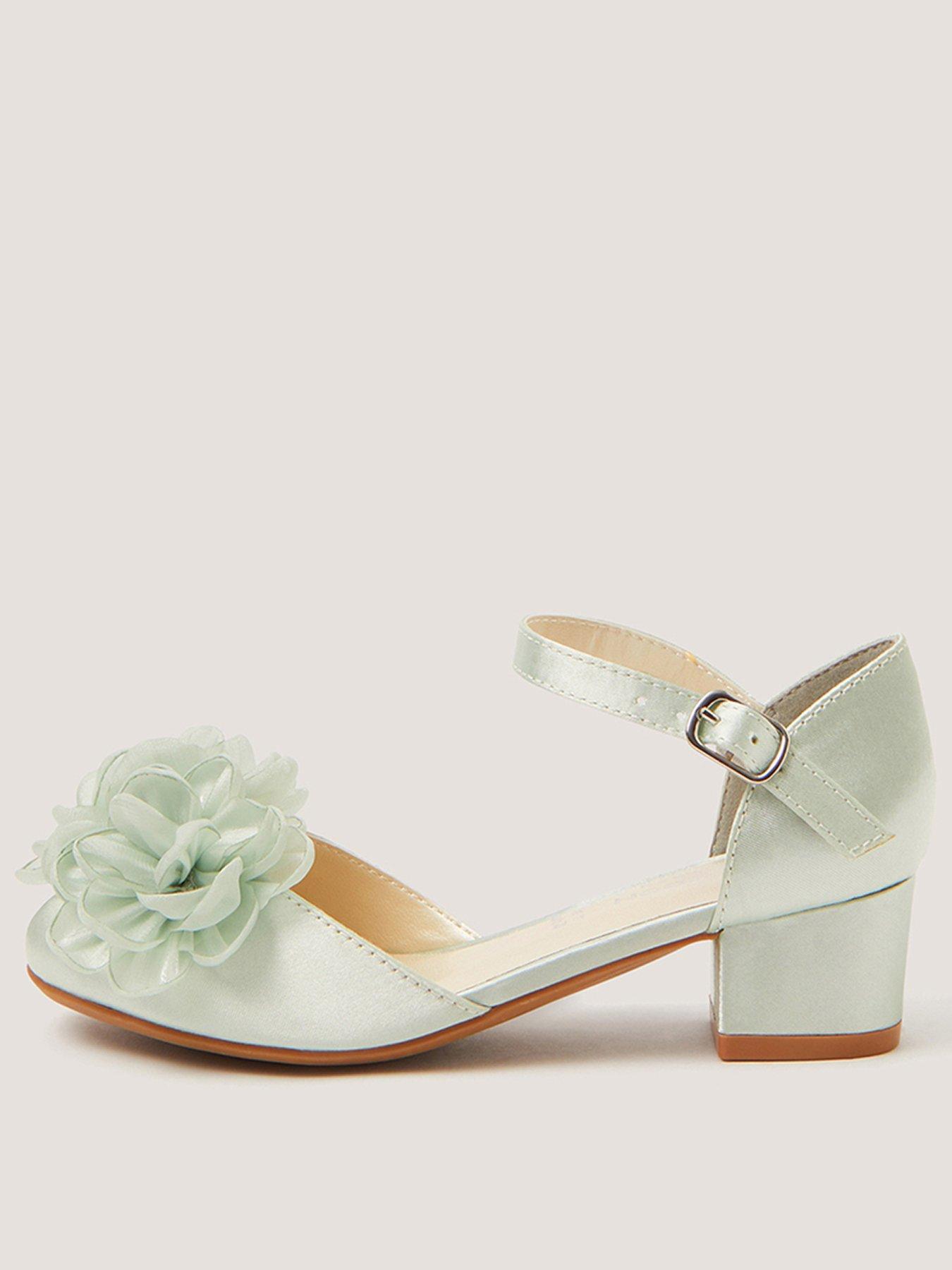 Monsoon Girls Corsage Heeled Shoes - Light Green