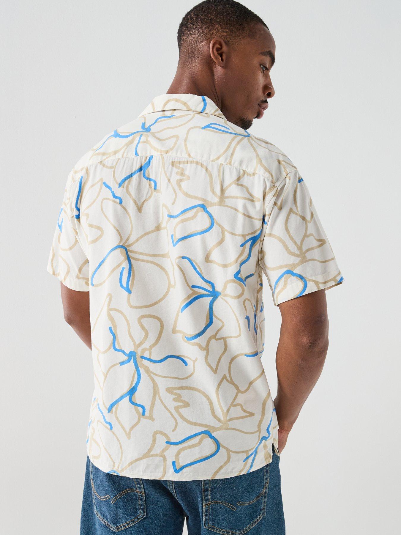 Image 2 of 4 of Jack & Jones Premium Drew Print Resort Shirt - Cream