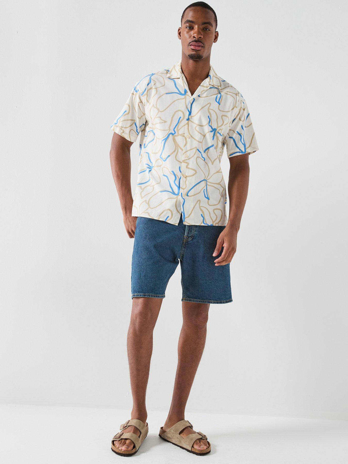 Image 3 of 4 of Jack & Jones Premium Drew Print Resort Shirt - Cream