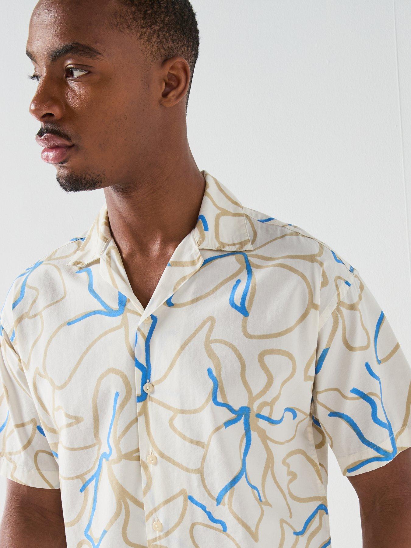 Image 4 of 4 of Jack & Jones Premium Drew Print Resort Shirt - Cream