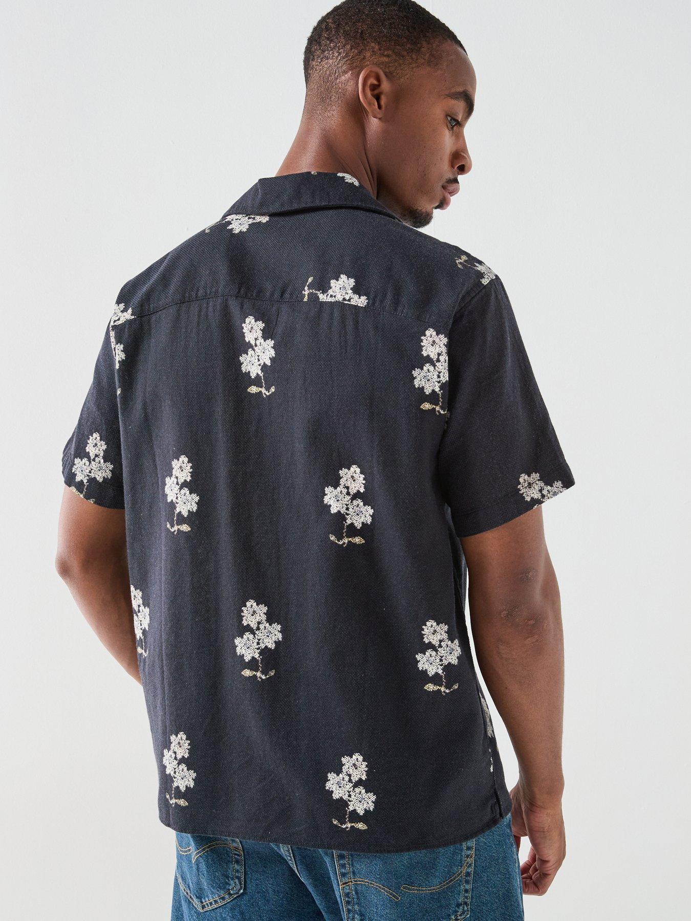 Image 2 of 5 of Jack & Jones Mateo Short Sleeve Print Resort Shirt - Navy