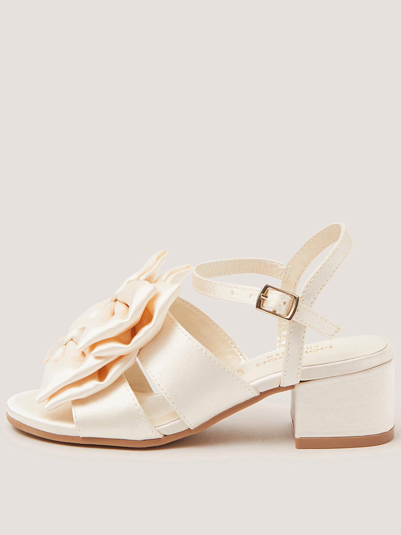 Image 1 of 3 of Monsoon Girls Double Bow Heeled Sandals - Light Cream