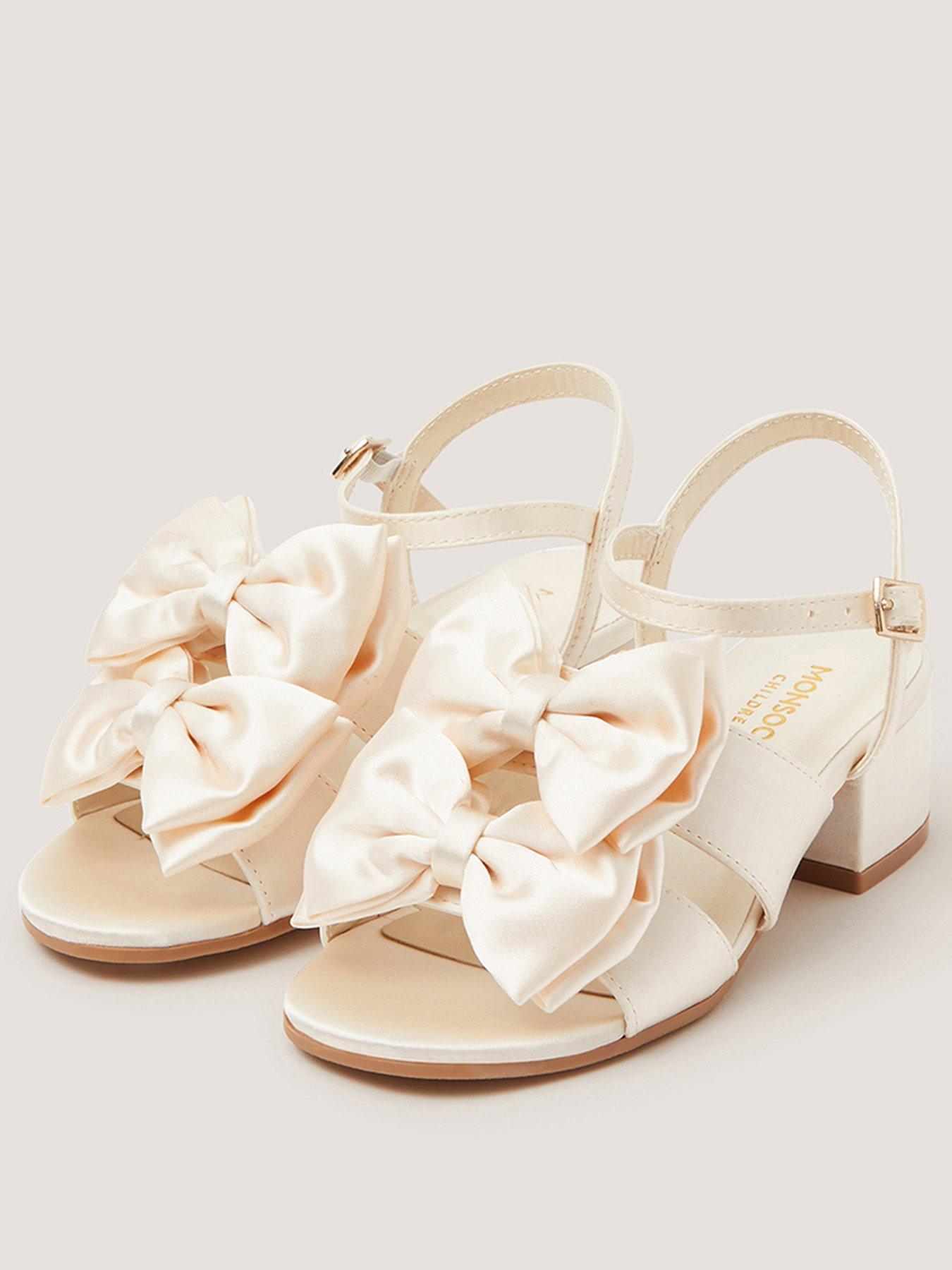 Image 2 of 3 of Monsoon Girls Double Bow Heeled Sandals - Light Cream