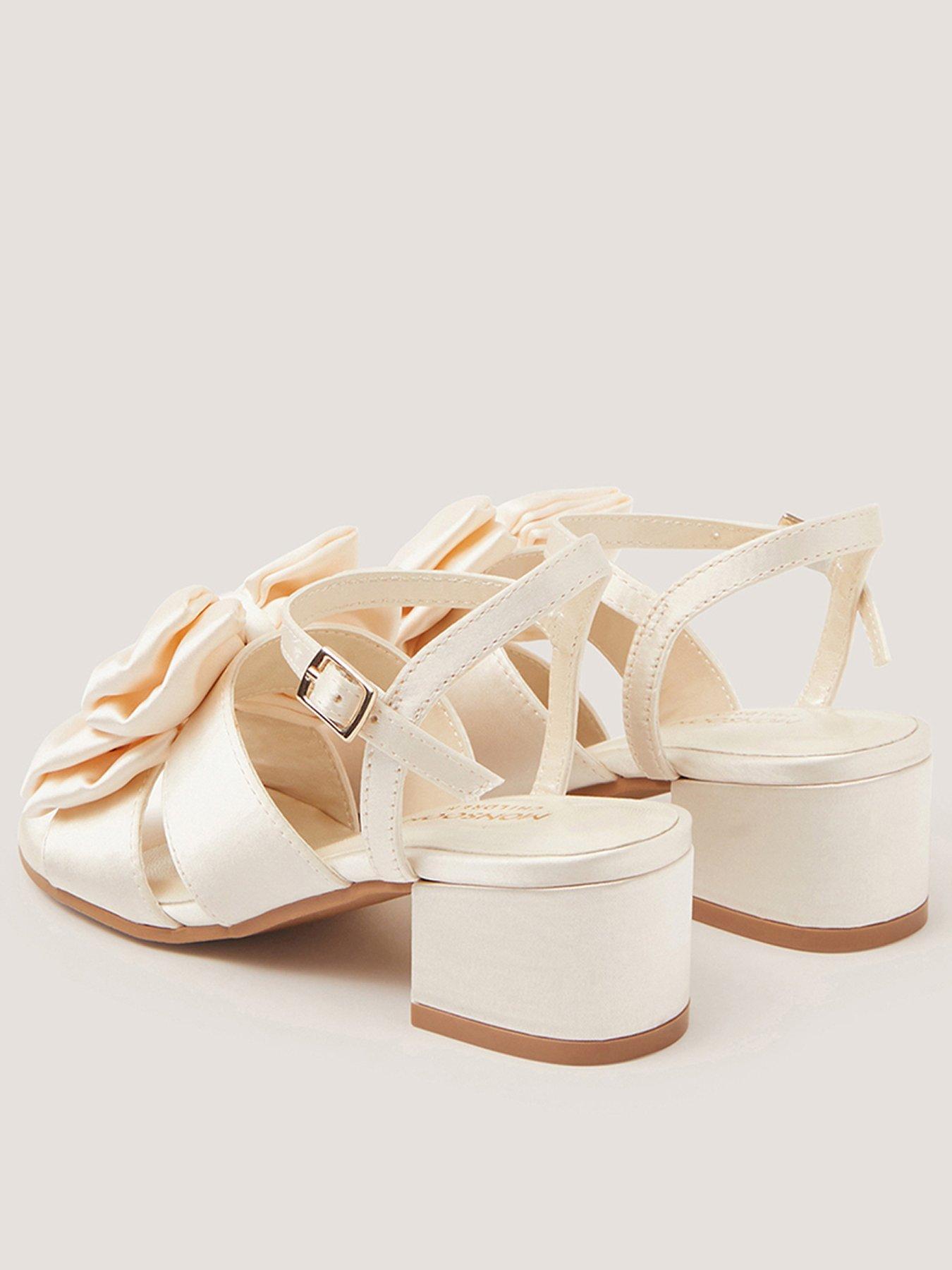 Image 3 of 3 of Monsoon Girls Double Bow Heeled Sandals - Light Cream