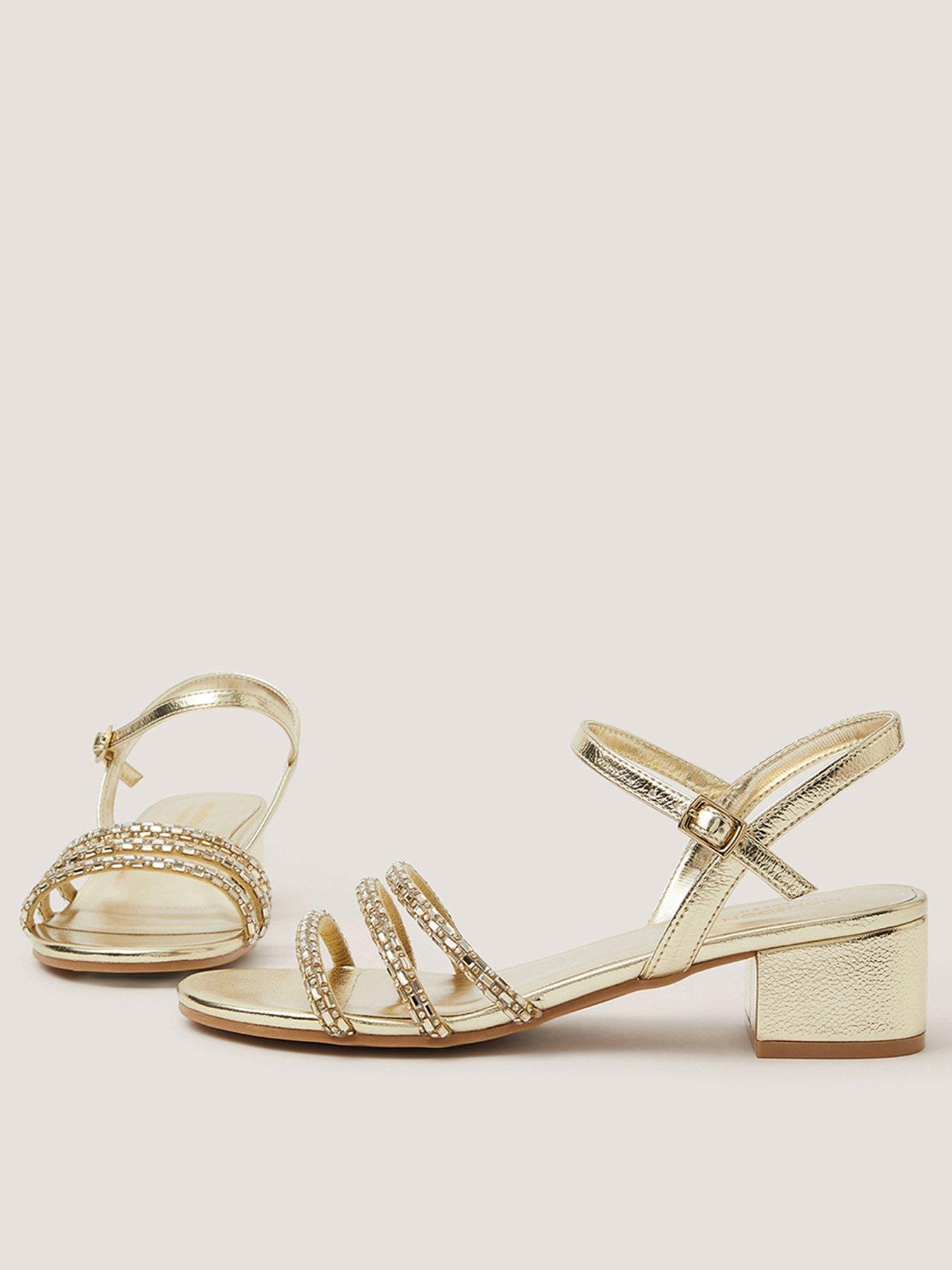 Monsoon Girls Strap Dazzle Heeled Shoes - Gold