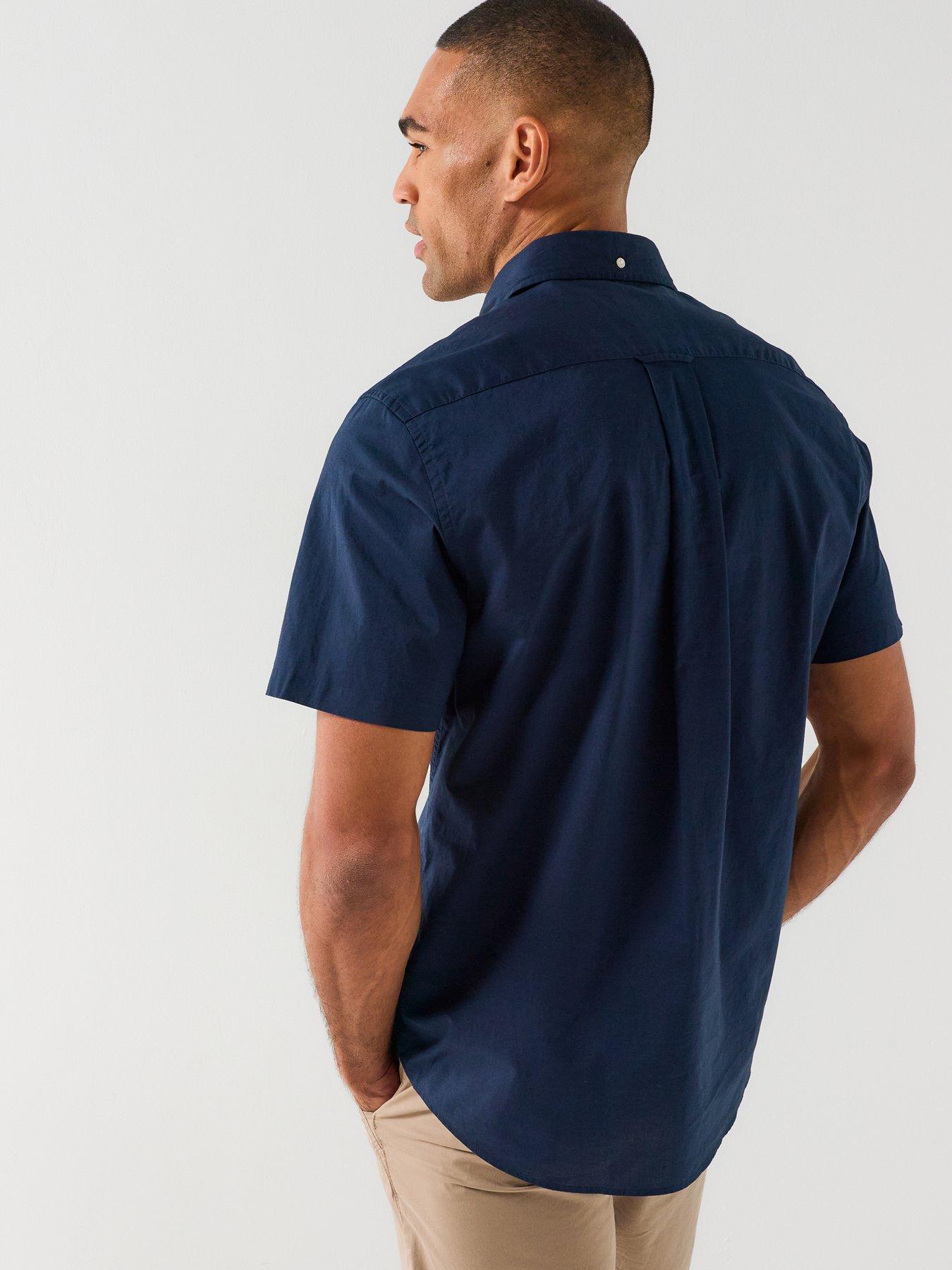 Image 2 of 5 of GANT Regular Fit Classic Poplin Short Sleeve Shirt - Navy