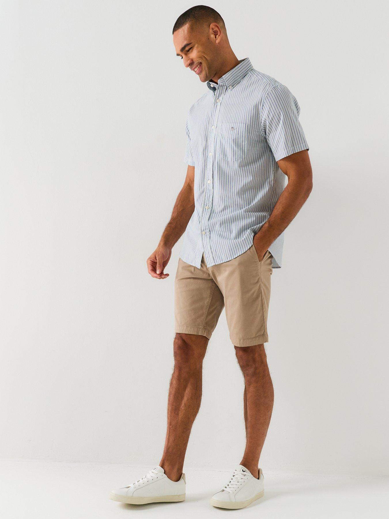 Image 3 of 5 of GANT Regulr Fit Poplin Striped Short Sleeve Shirt - Light Green