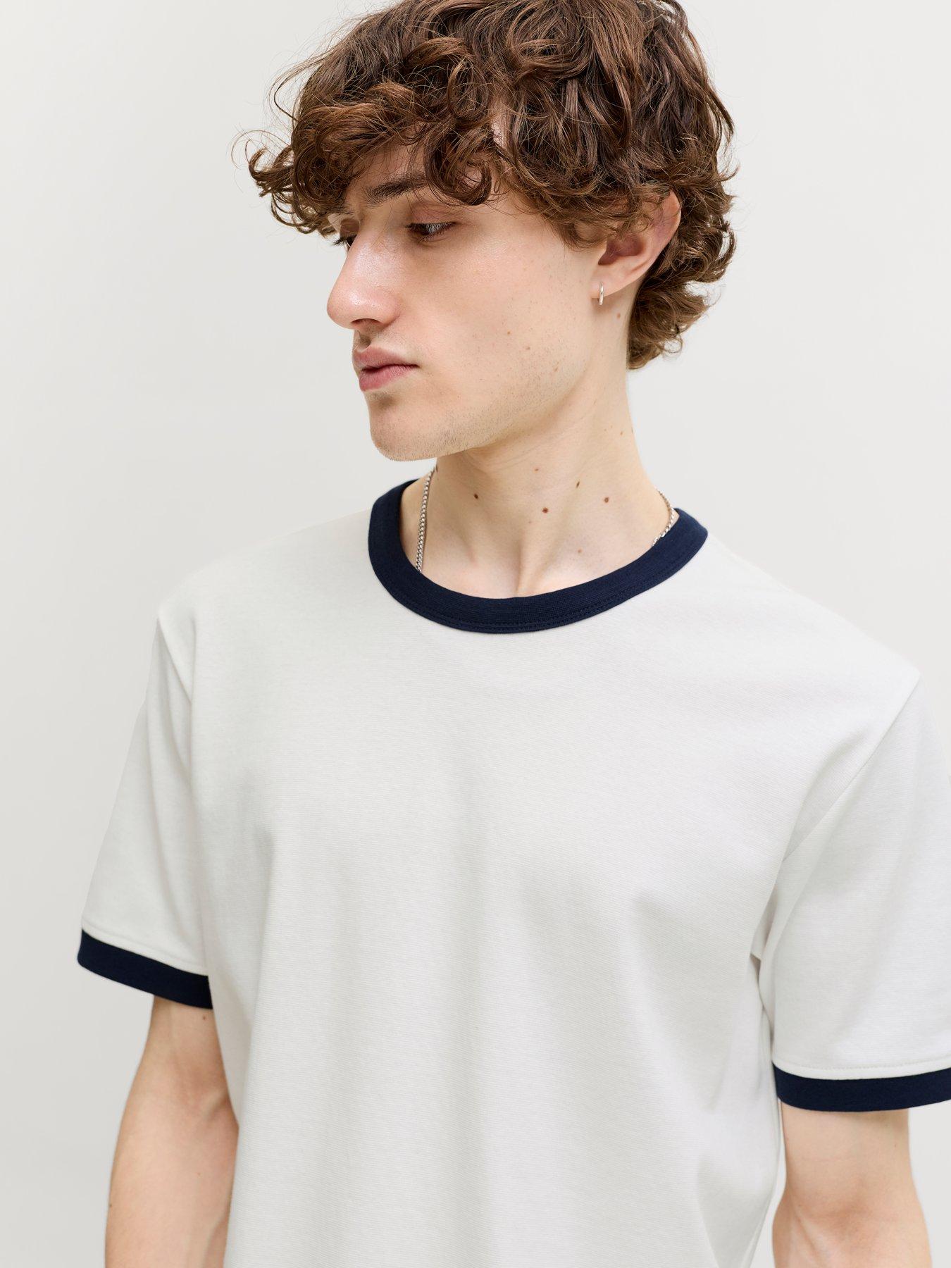 Image 2 of 7 of Jack & Jones Savona Ringer T-Shirt - White