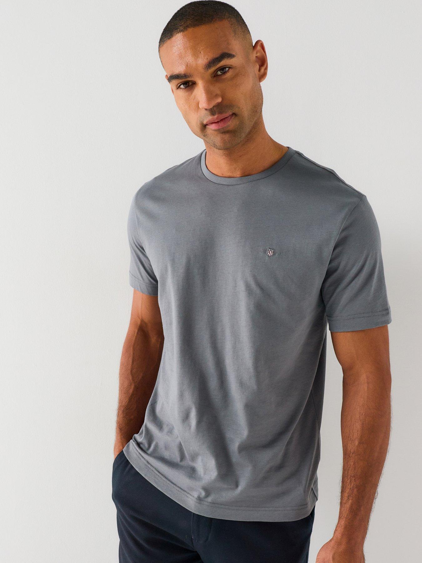 GANT Regular Fit Shield Short Sleeve T-Shirt - Grey