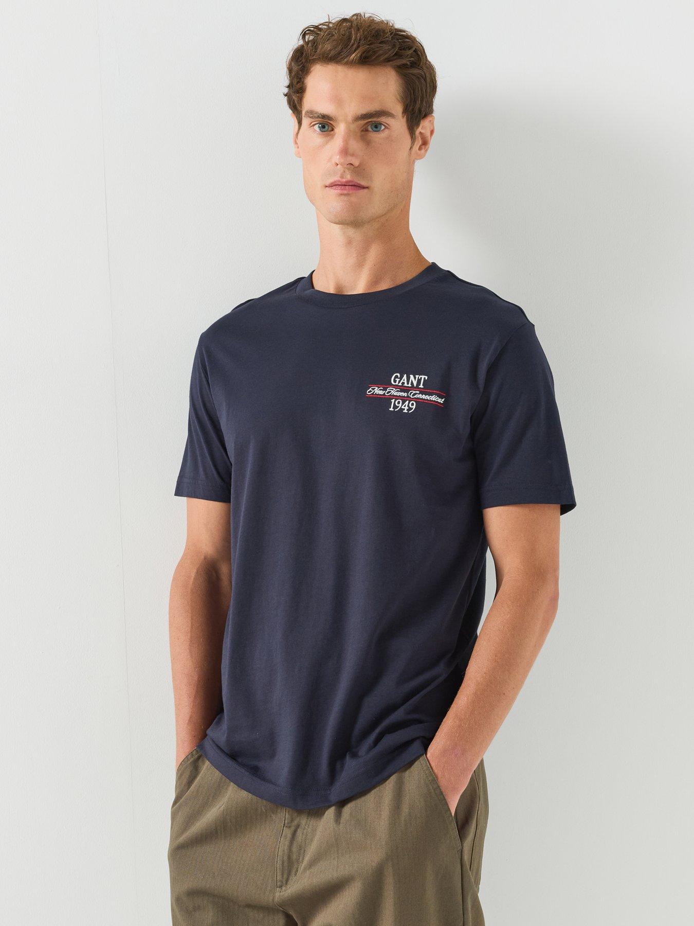 GANT Graphic Left Chest Logo T-Shirt - Navy