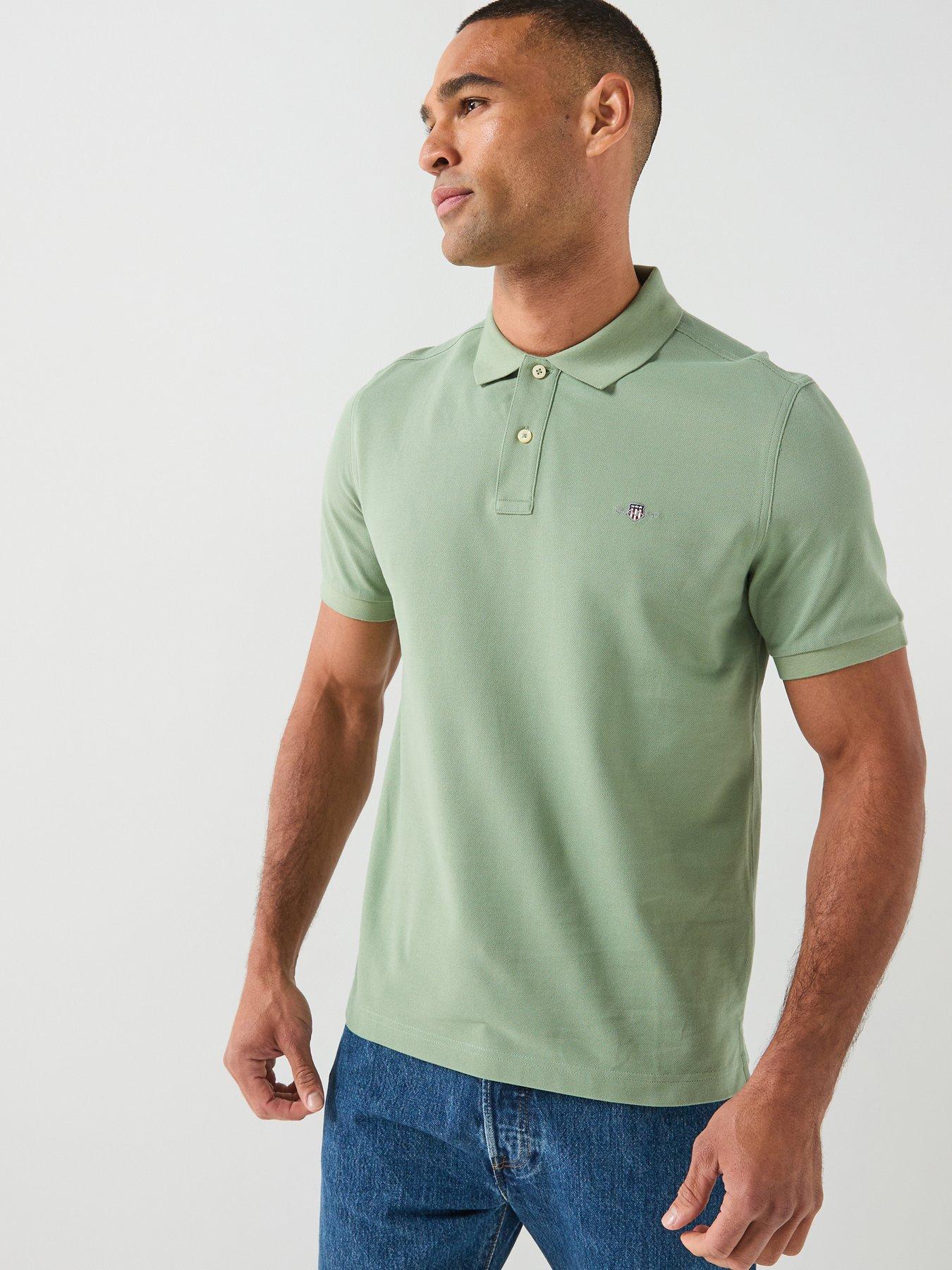 GANT Regular Fit Shield Short Sleeve Pique Polo Shirt - Light Green
