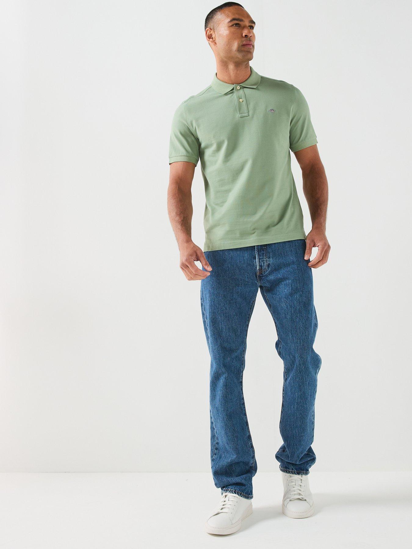 Image 3 of 5 of GANT Regular Fit Shield Short Sleeve Pique Polo Shirt - Light Green