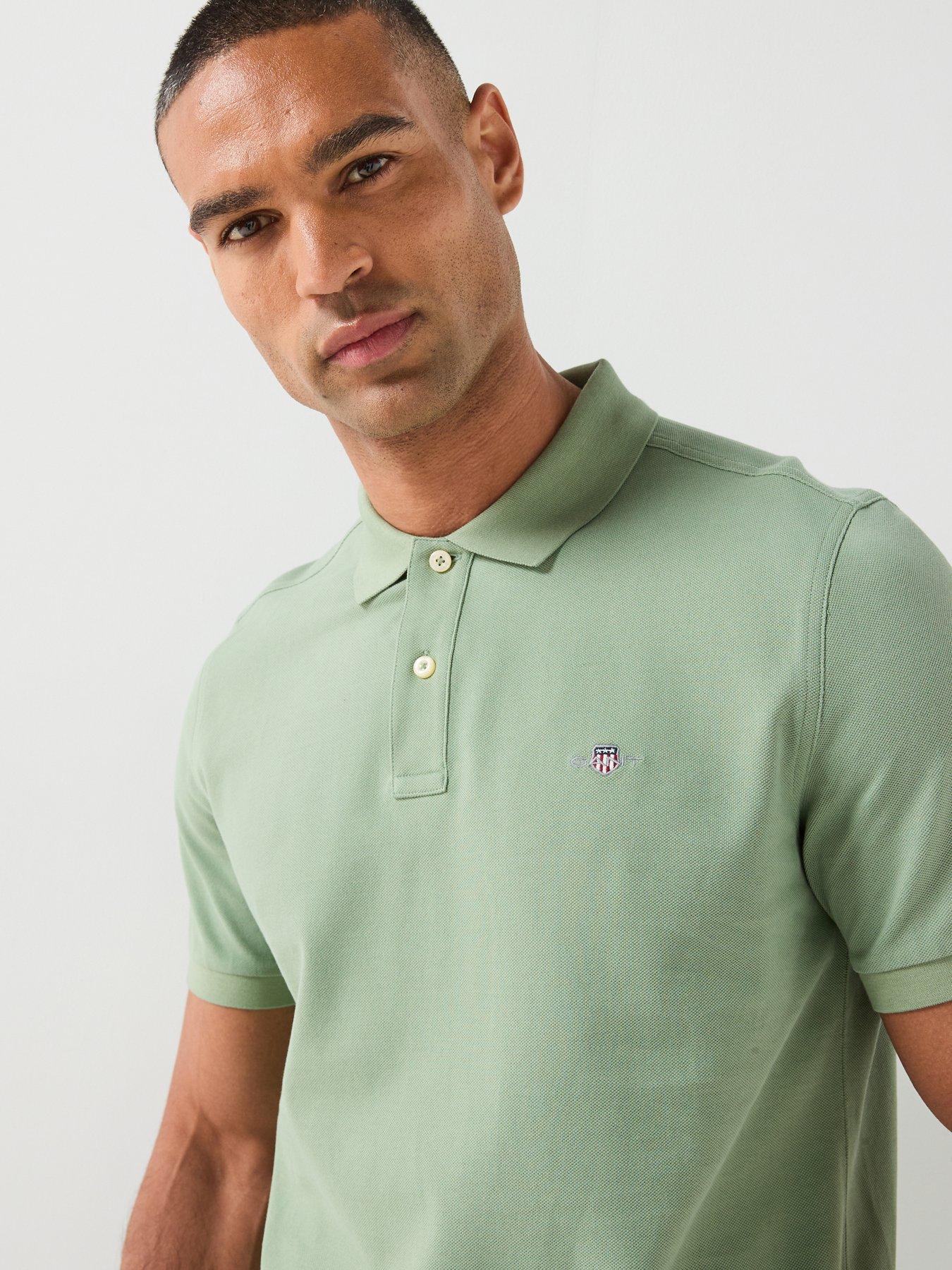 Image 4 of 5 of GANT Regular Fit Shield Short Sleeve Pique Polo Shirt - Light Green