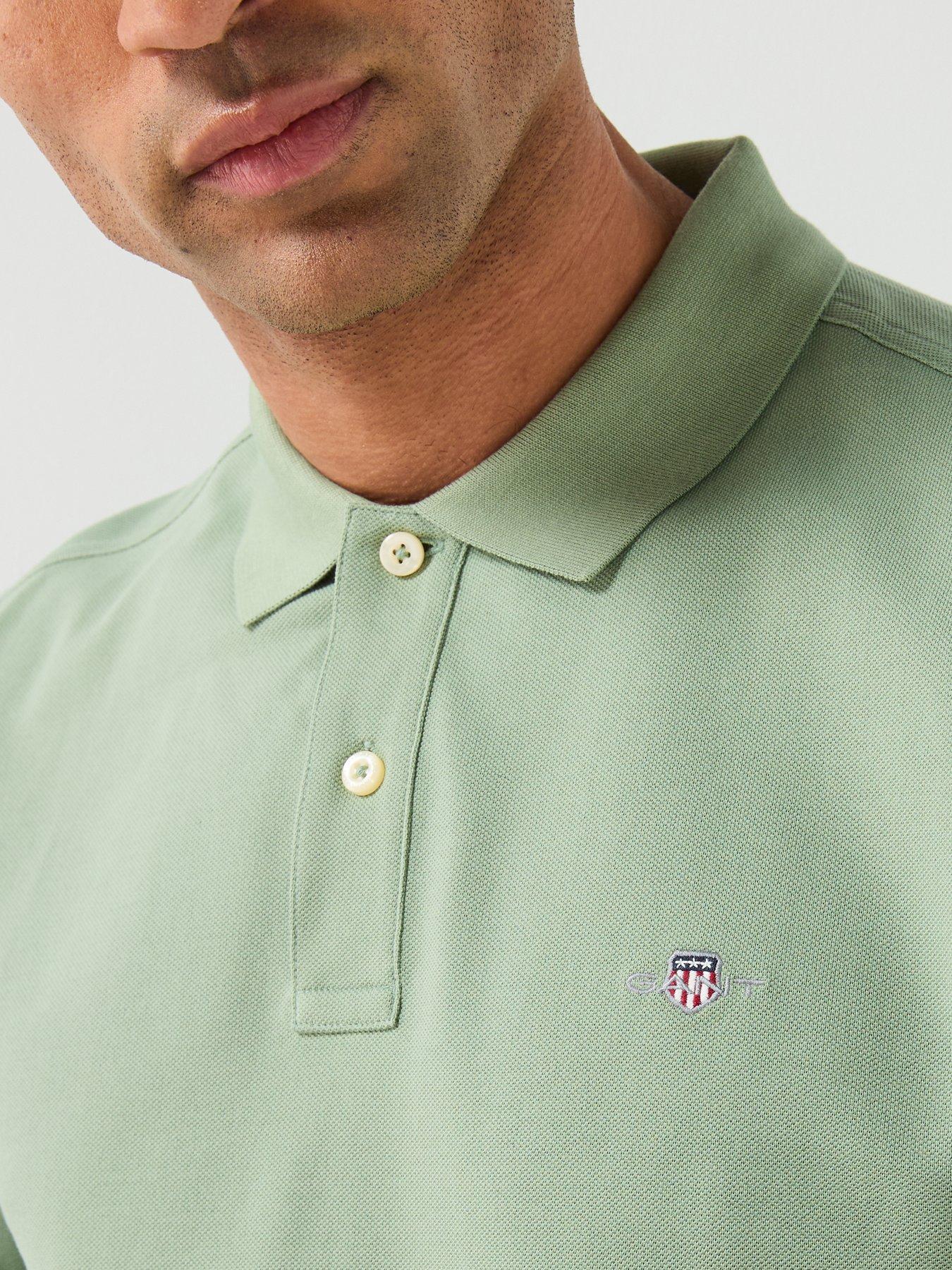 Image 5 of 5 of GANT Regular Fit Shield Short Sleeve Pique Polo Shirt - Light Green