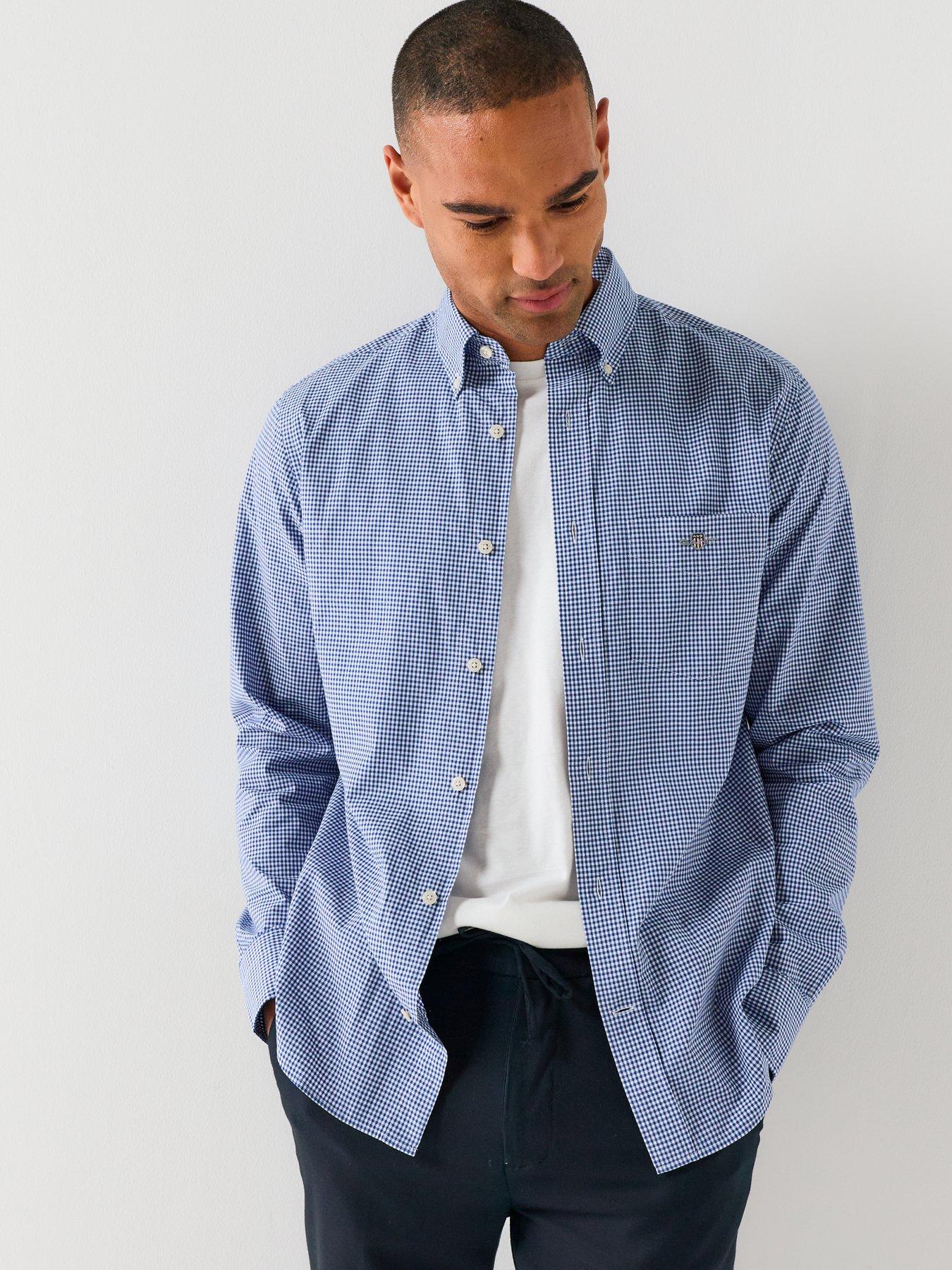 Image 5 of 5 of GANT Regular Fit Classic Poplin Gingham Long Sleeve Shirt - Blue