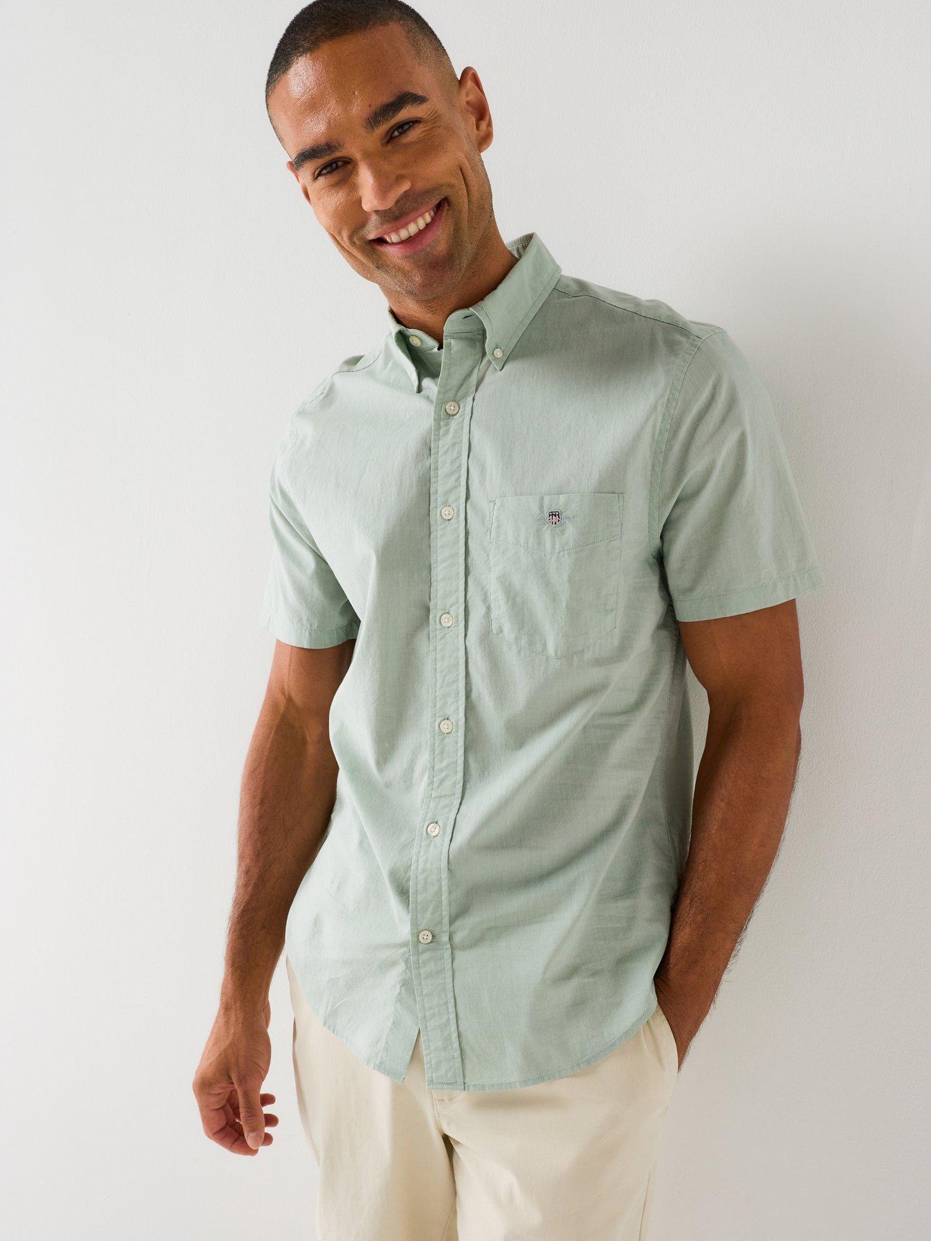 GANT Regular Fit Classic Poplin Short Sleeve Shirt - Light Green