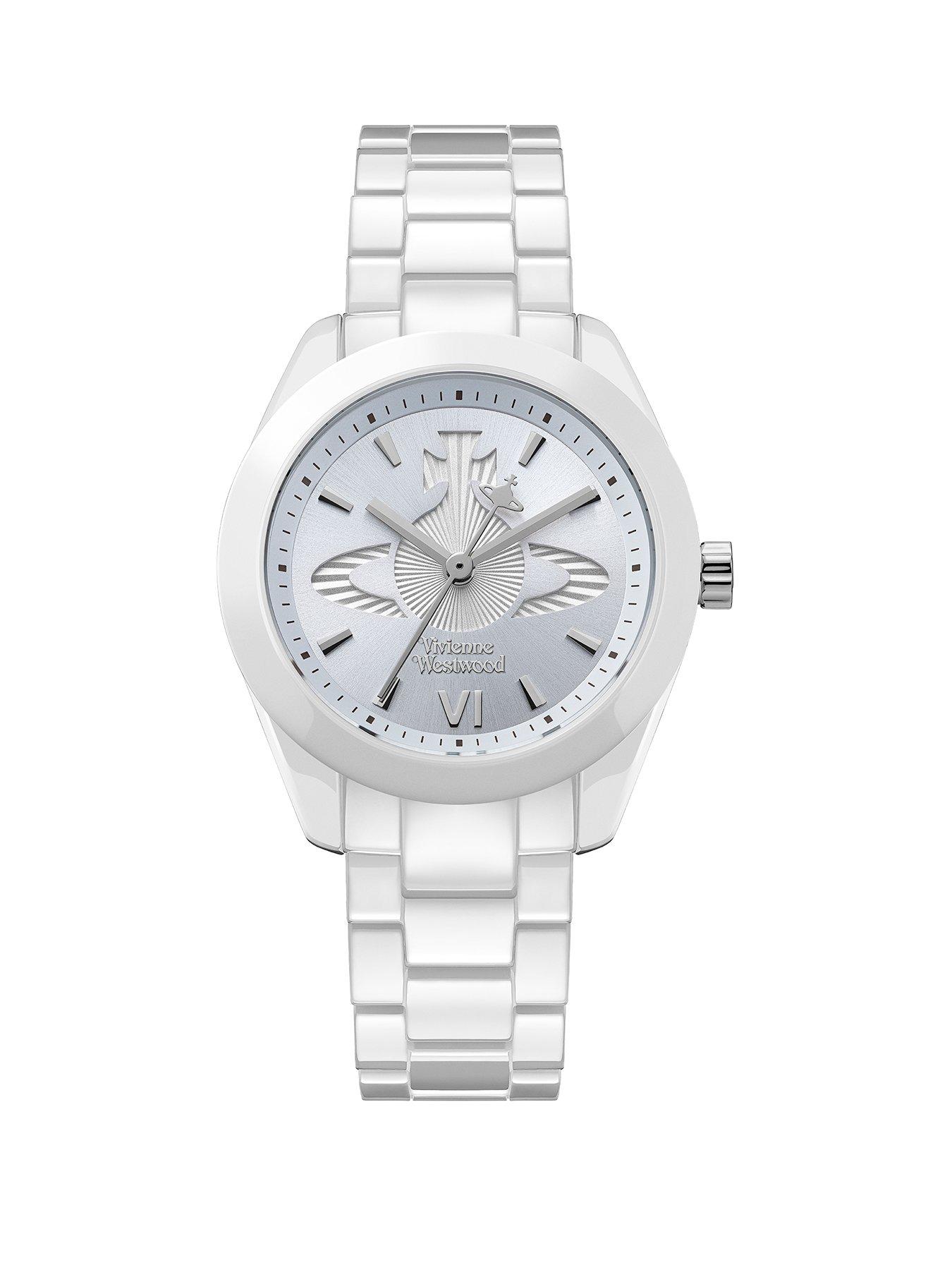 Vivienne Westwood Vivienne Westwood Fenchurch Ceramica Ladies Quartz Watch Light Blue Dial White Ceramic Case and Bracelet