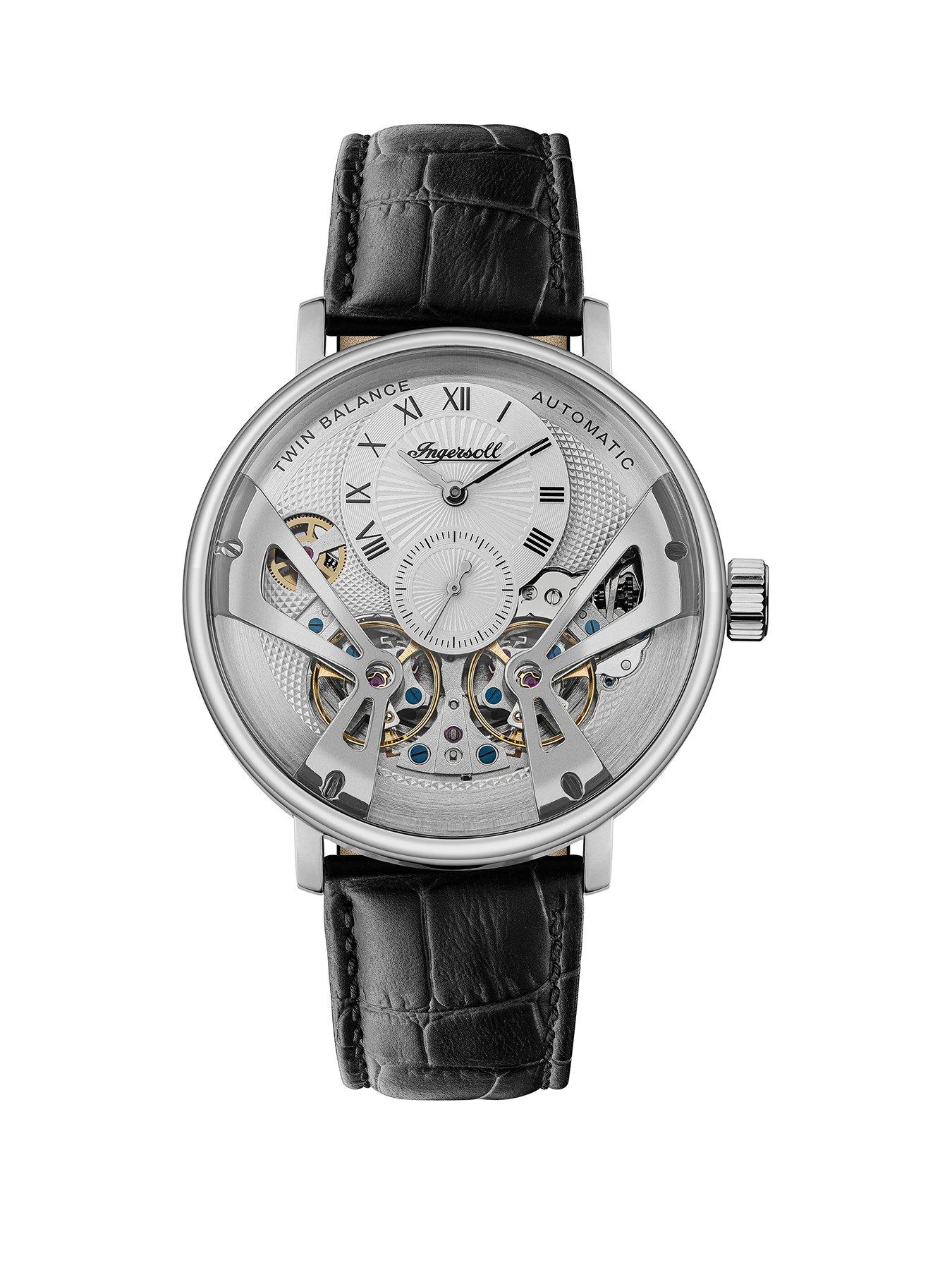 Ingersoll Ingersoll 1892 The Tenessee Automatic Mens Watch with Silver Dial and Black Leather Strap - I13105