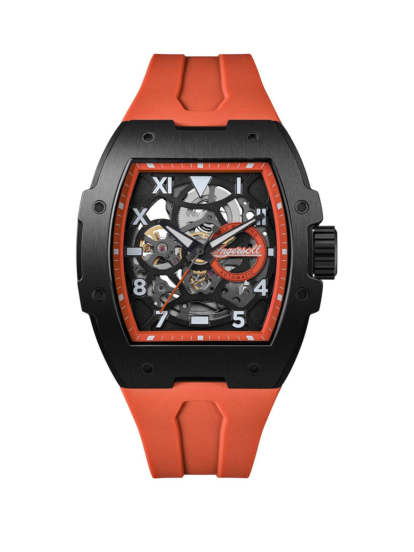 Ingersoll Ingersoll 1892 The Play Automatic Mens Watch with Black Dial and Orange PU Strap - I15304