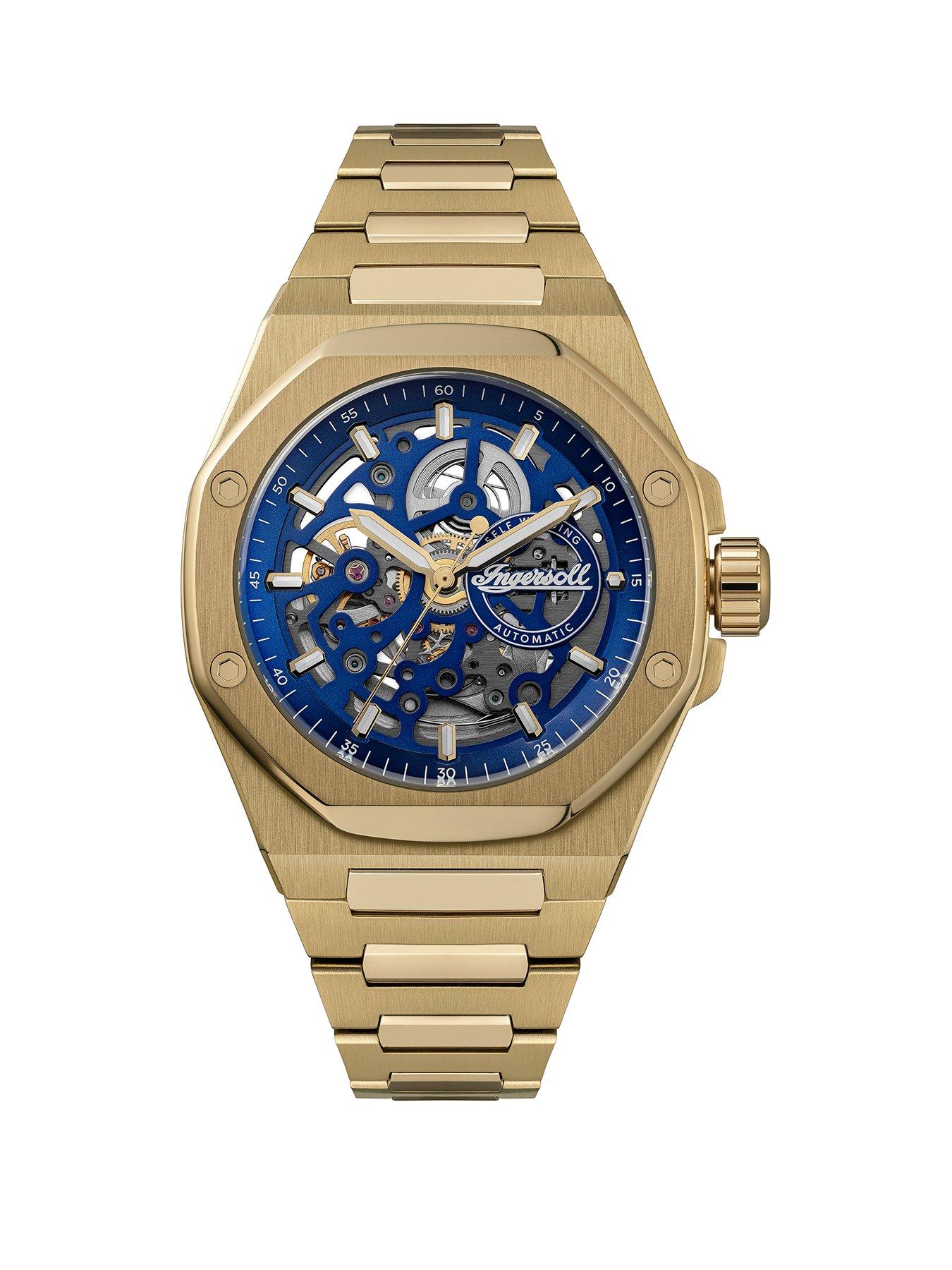 Ingersoll 1892 The Faller Automatic Mens Watch with Blue Dial and Gold Stainless Steel Bracelet - I17602