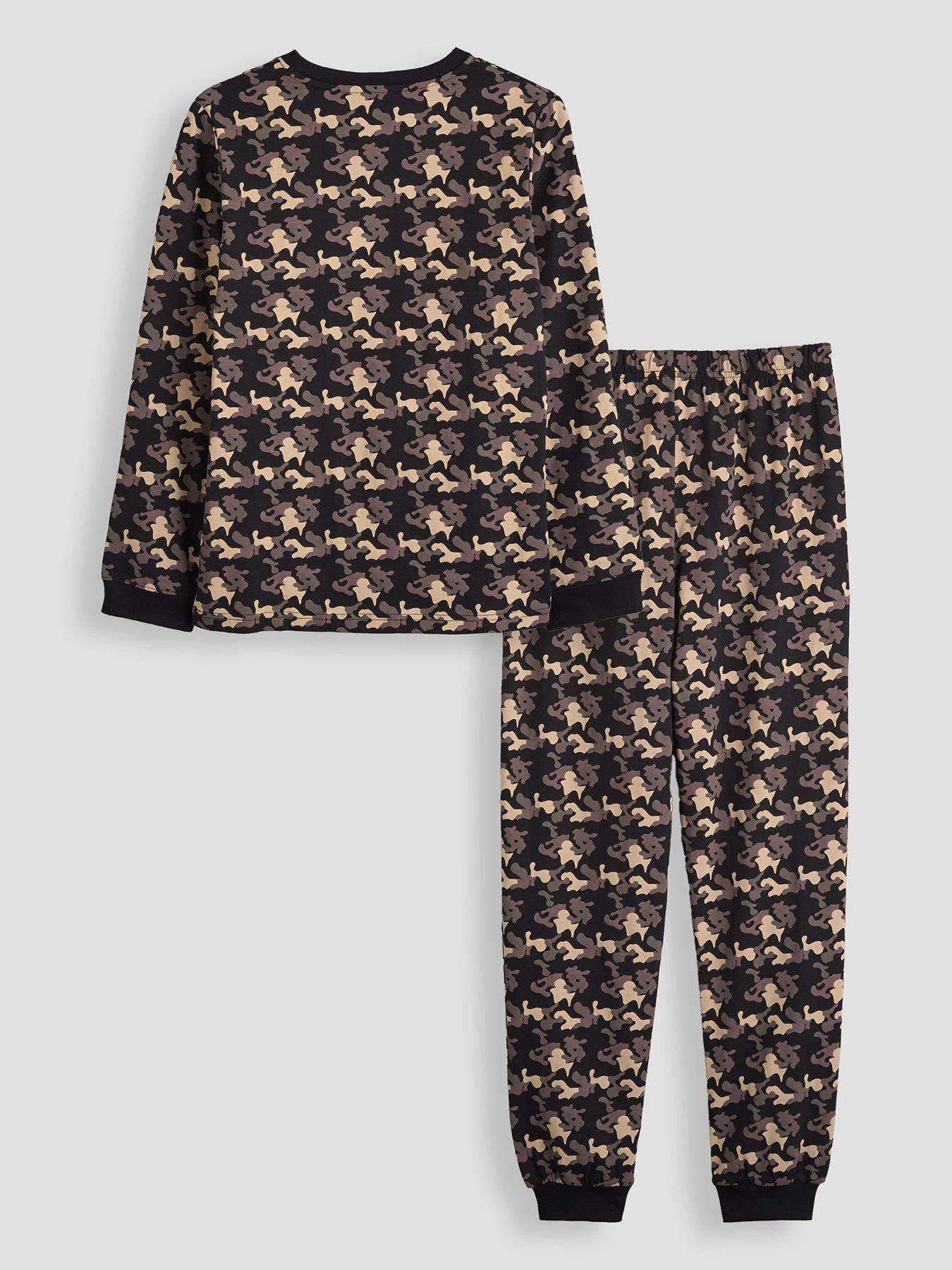 Image 2 of 5 of The Very Collection Boys Mono Camo Print Pyjama (3-16 years) - Black