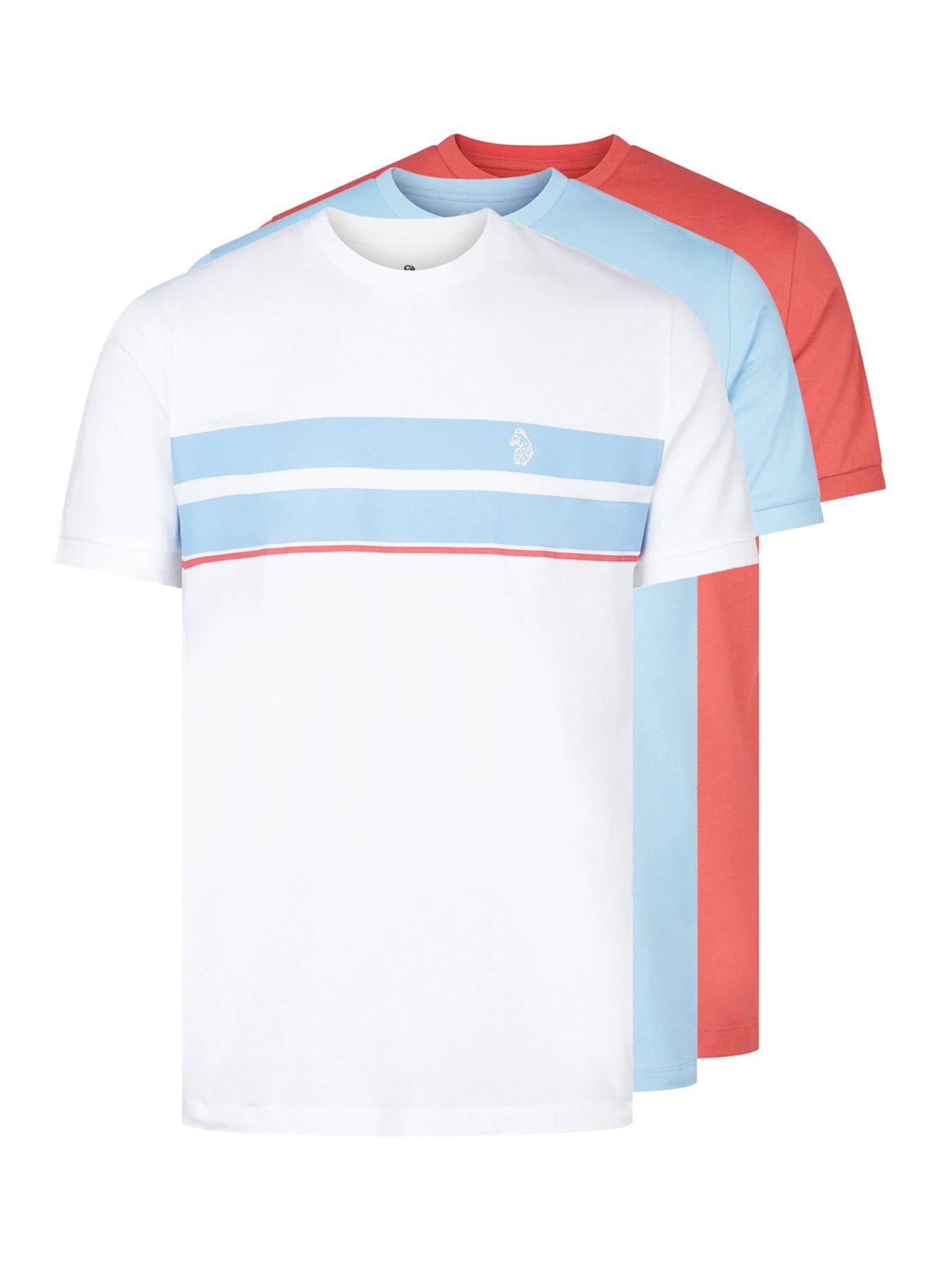 Image 1 of 7 of Luke 1977 Luke 1977 Johnys Regular Fit Crew T-shirts 3 Pack - Light Blue
