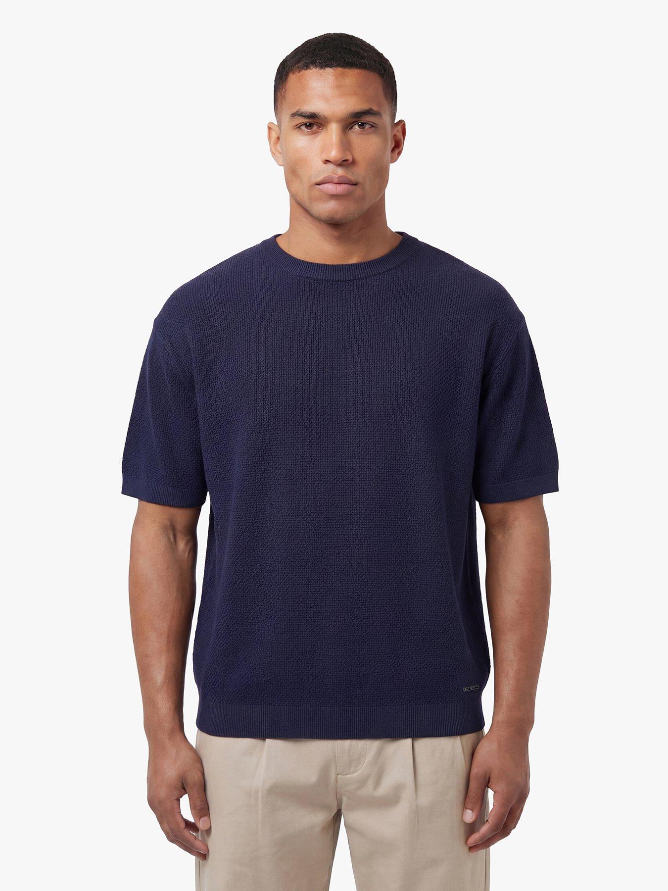 Luke 1977 Luke 1977 Ford Relaxed Fit Knitted Short Sleeve T-shirt - Navy