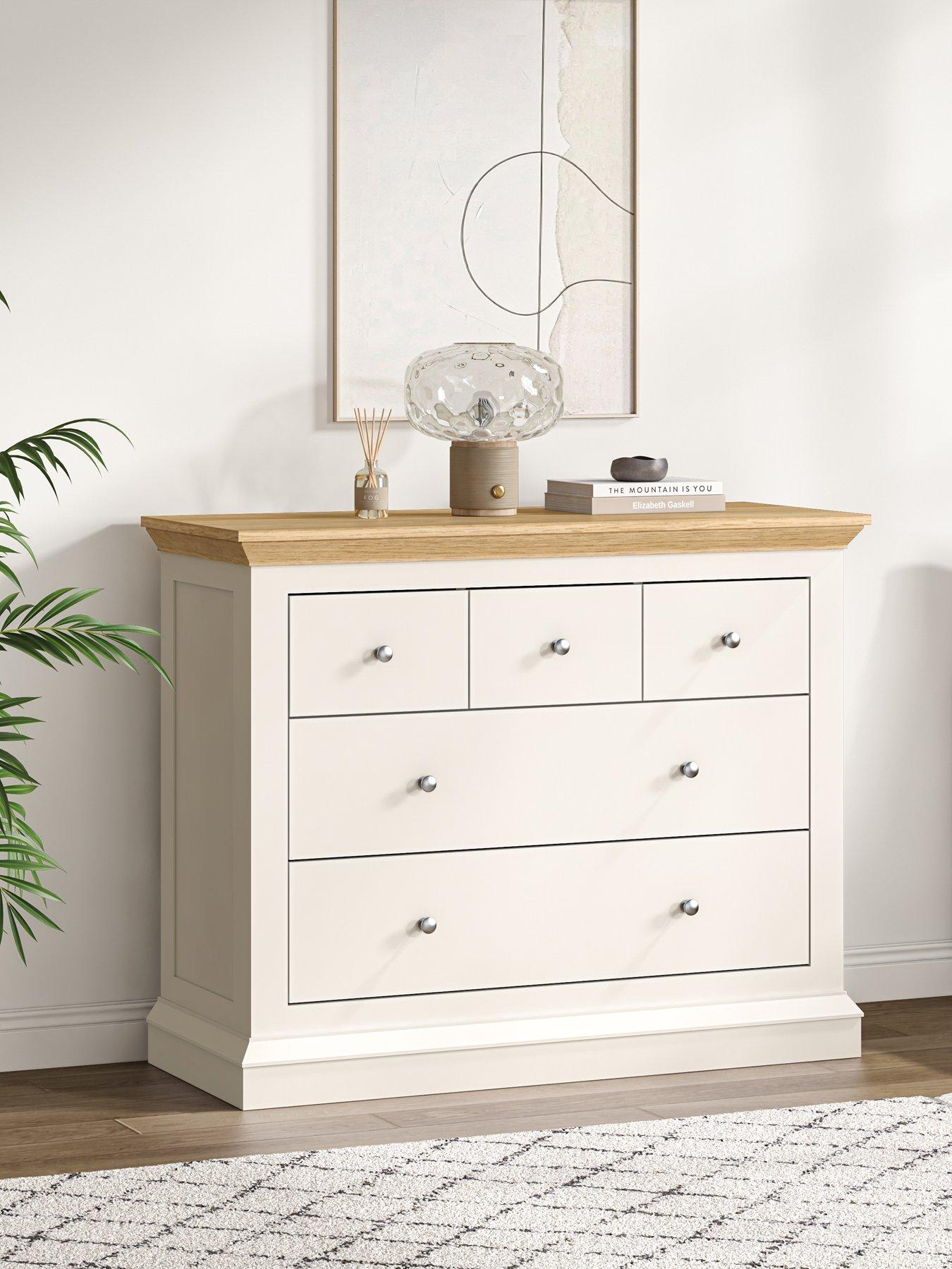 The Very Collection Hanna 3 + 2 Drawer Chest - Grey, Cream
