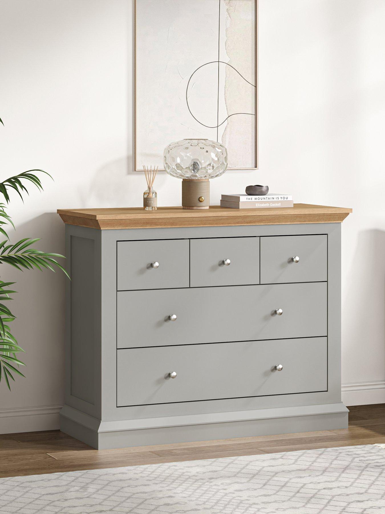 The Very Collection Hanna 3 + 2 Drawer Chest - Grey, Cream