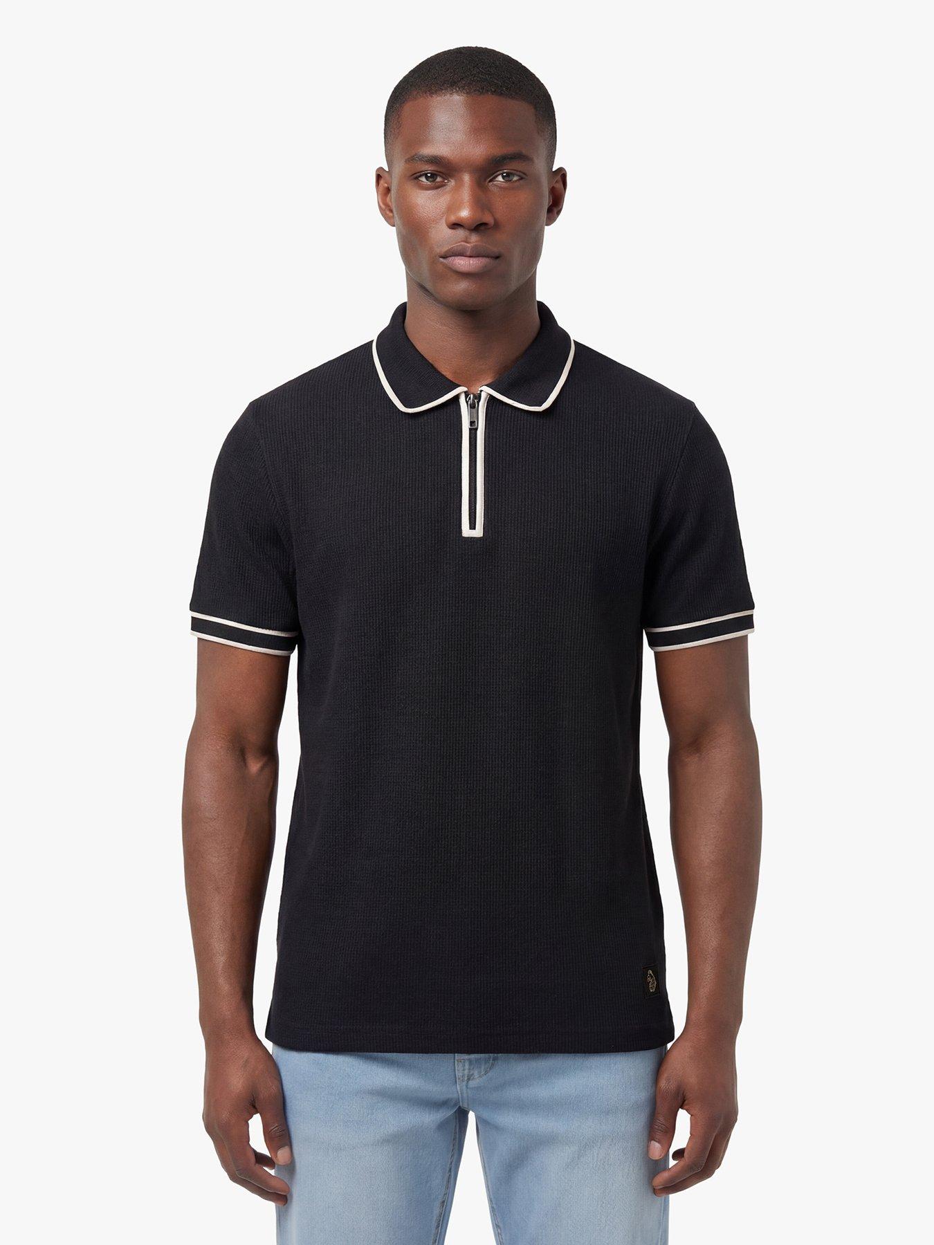 Luke 1977 Luke 1977 Vesuvius Zip Neck Waffle Polo Shirt - Black