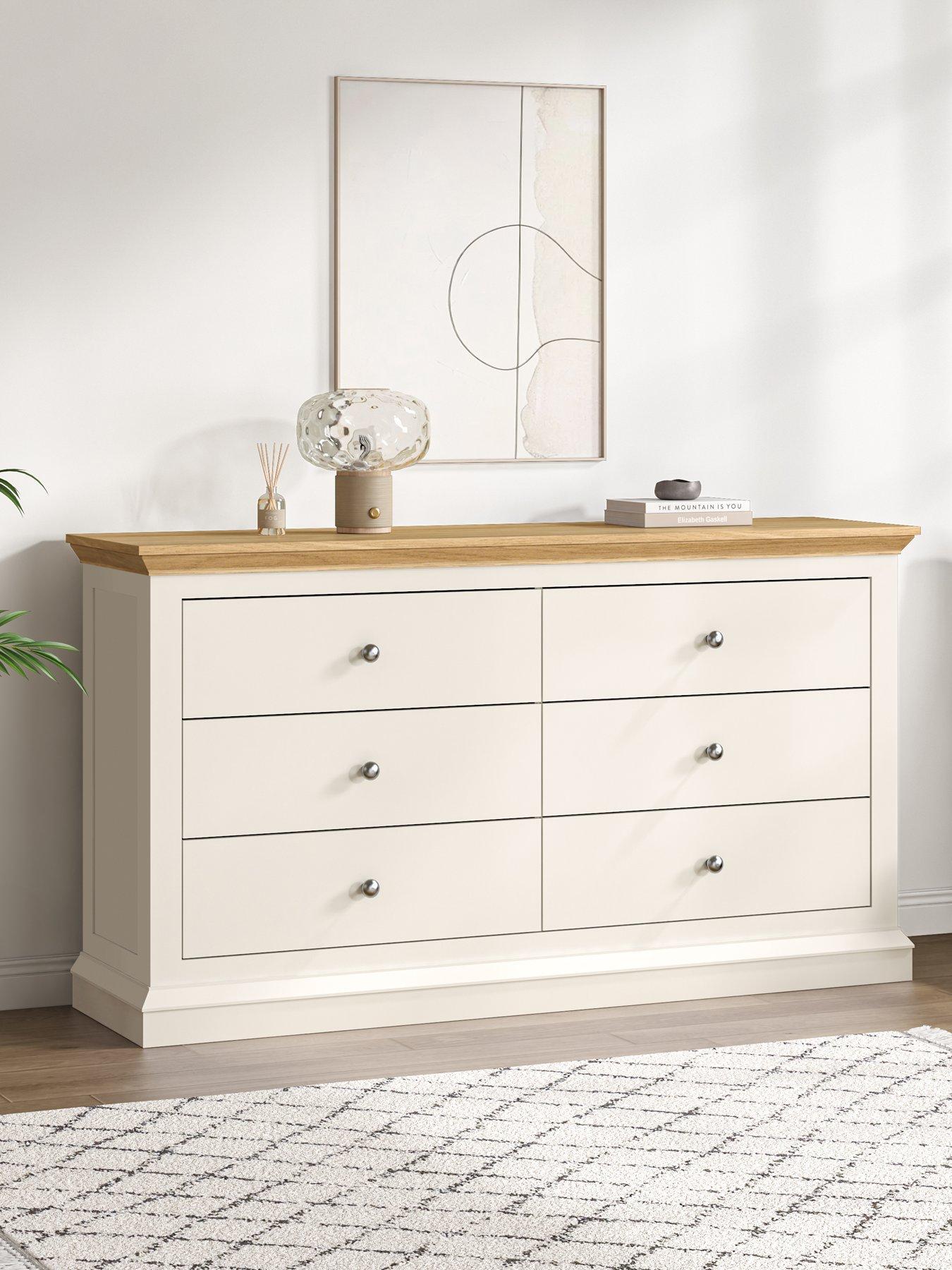 Image 1 of 7 of The Very Collection Hanna 3 +&nbsp;3 Drawer Chest - Grey, Cream