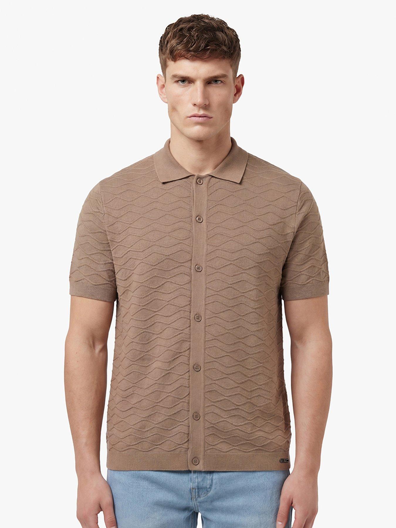 Image 3 of 6 of Luke 1977 Luke 1977 Kennet Button Through Knitted Shirt - Brown